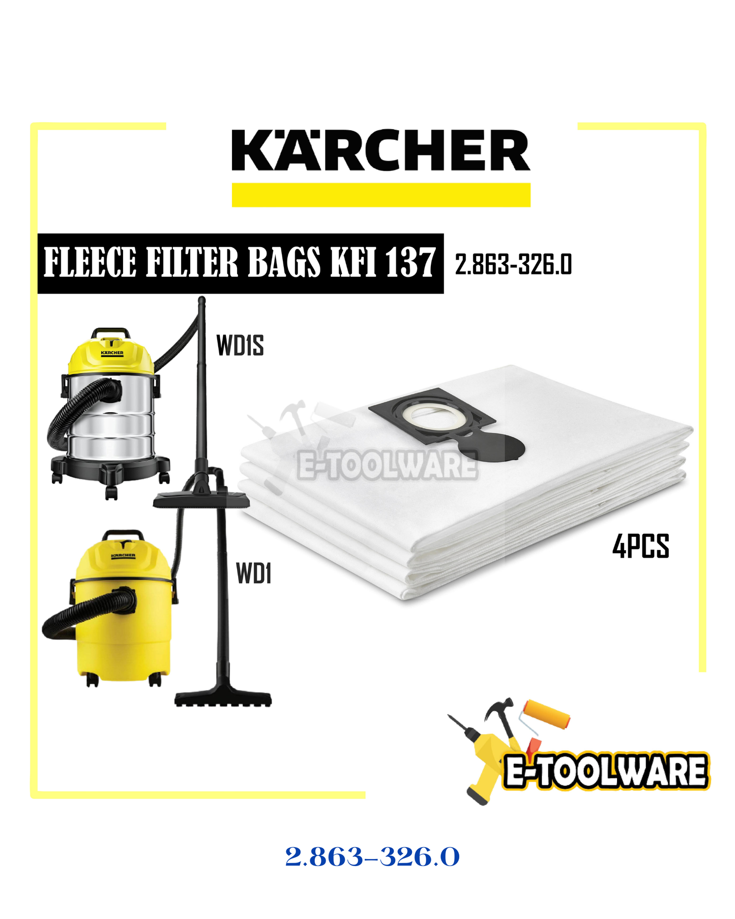 KARCHER FLEECE FILTER BAGS KFI 137