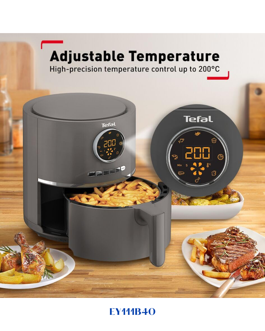 مقلاة TEFAL ULTRA الهوائية الرقمية 1630 واط 4.2 لتر