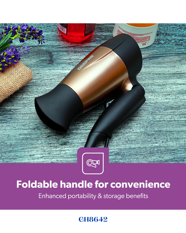 GEEPAS MINI HAIR DRYER WITH FOLDABLE HANDLE 1600W