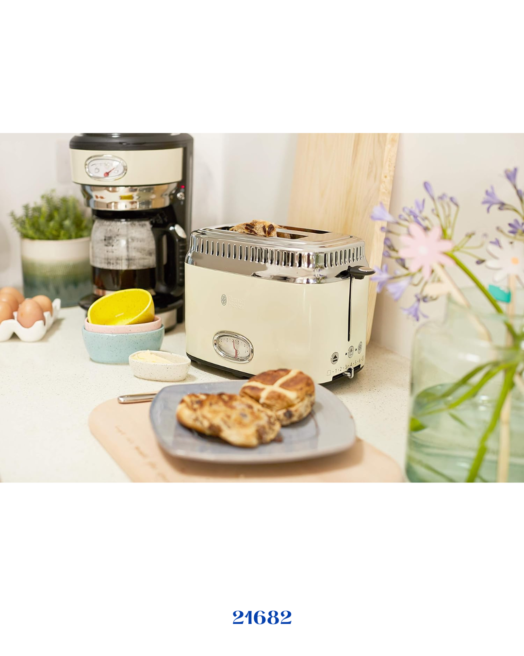 RUSSELL HOBBS RETRO VINTAGE CREAM محمصة خبز شريحتين 1300 واط