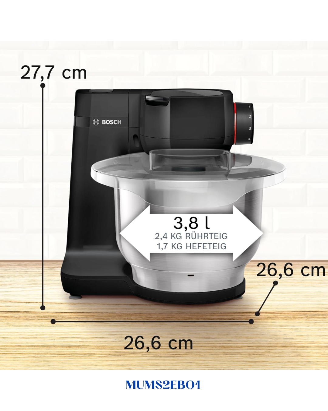 BOSCH COMPACT KITCHEN MACHINE MUM SERIES 2 BLACK 700W 3.8L
