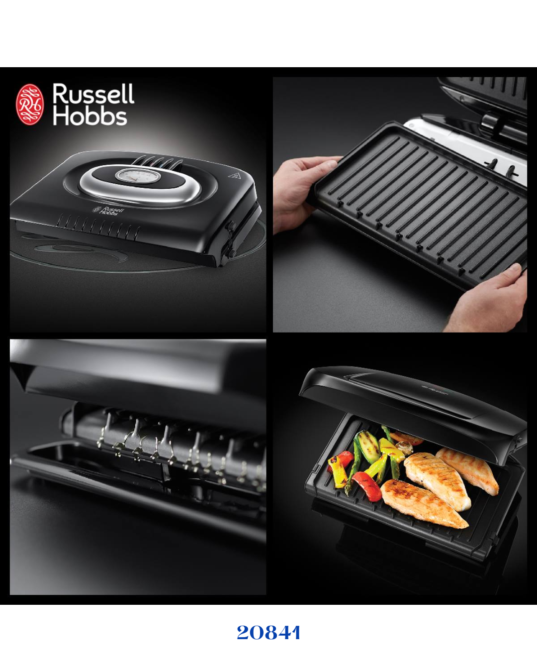 RUSSELL HOBBS RETRO CLASSIC NOIR شواية بألواح قابلة للإزالة 1300 واط