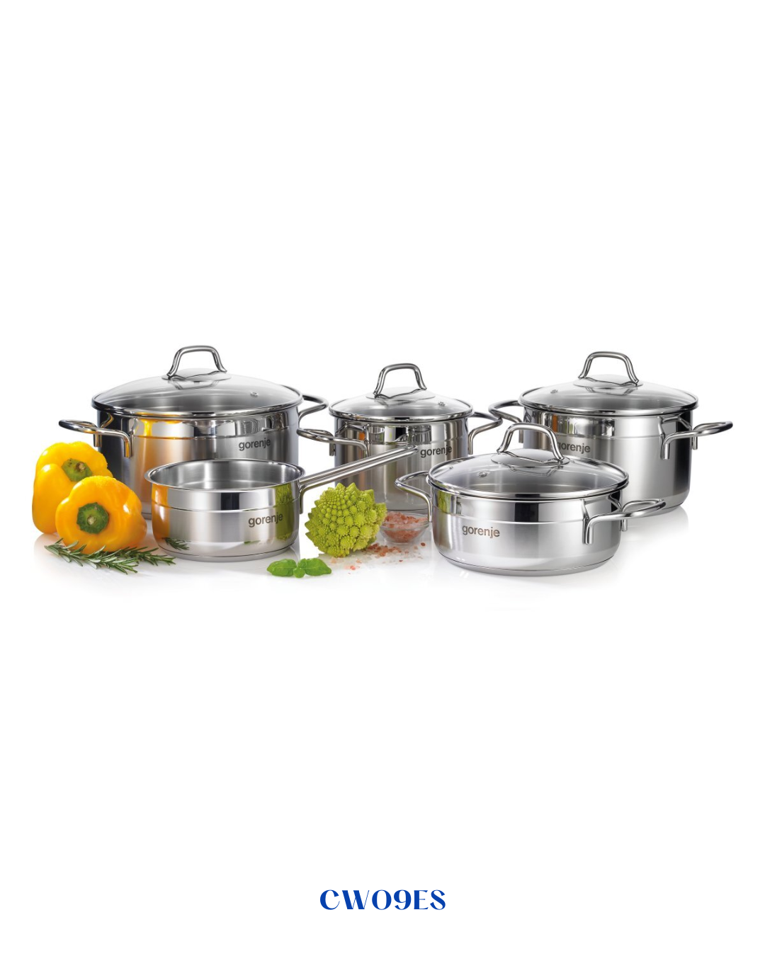 GORENJE COOKWARE SET 5-PIECE STAINLESS STEEL