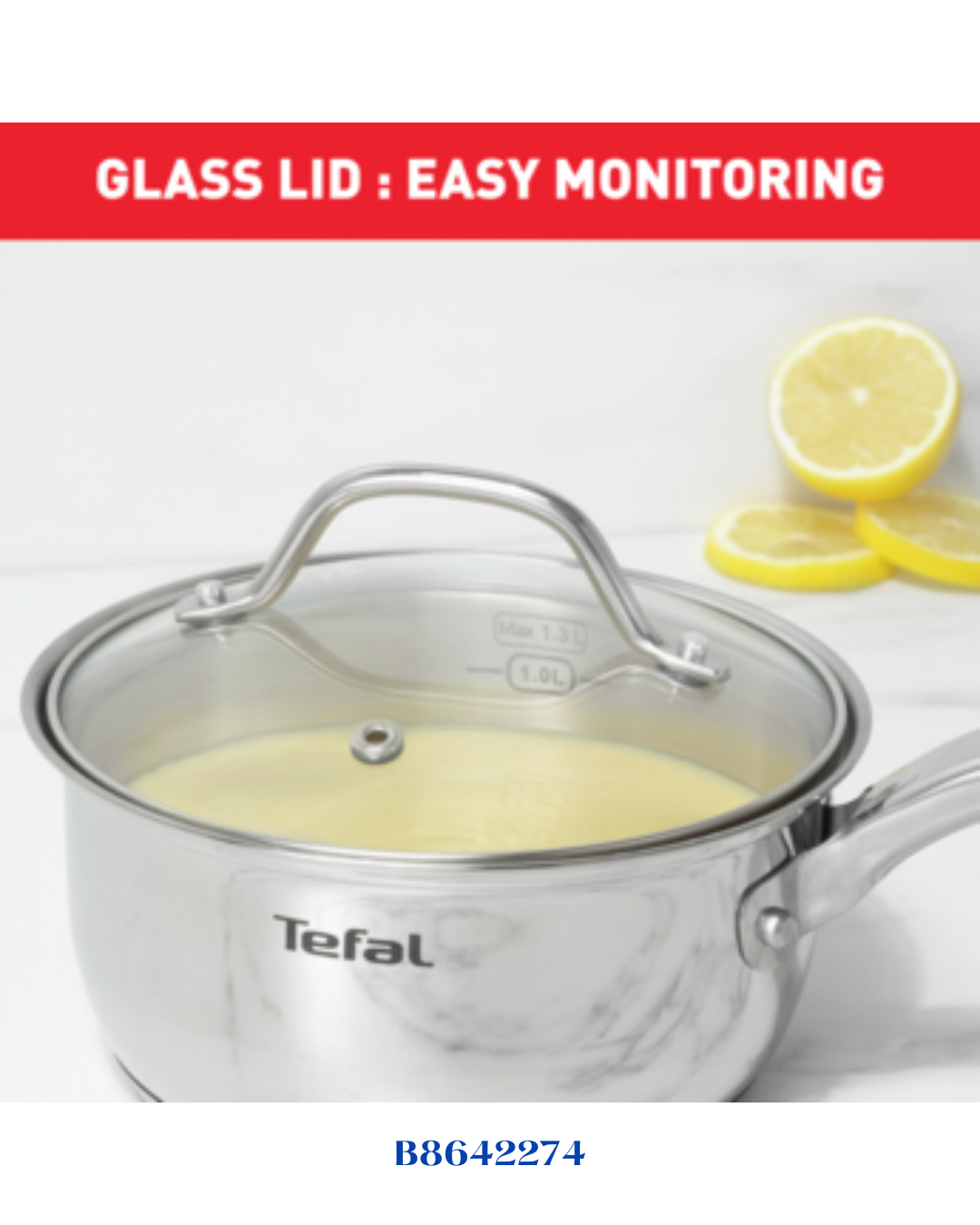 TEFAL STAINLESS STEEL INTUITION SAUCEPAN 1.3L 16CM