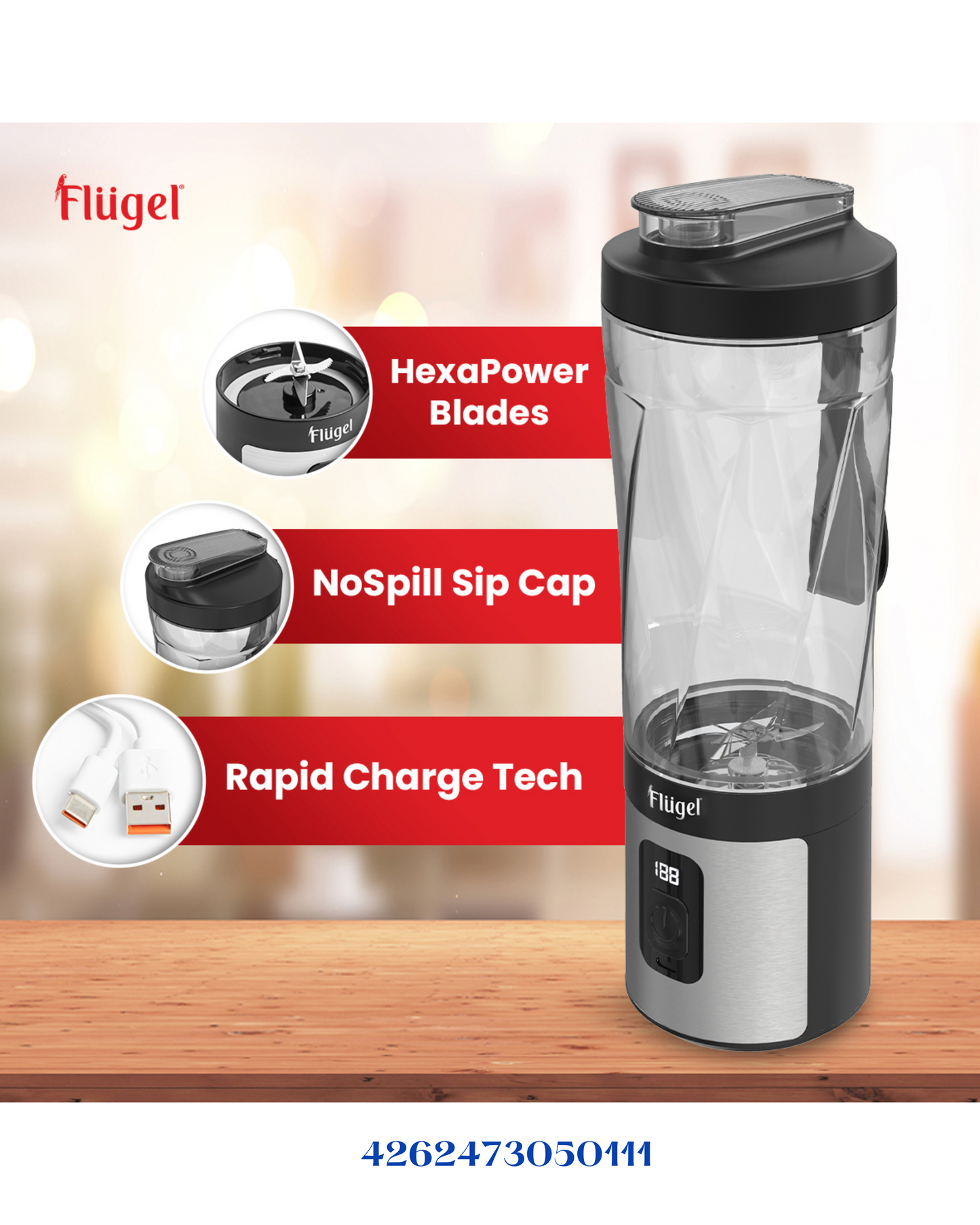ARSHIA FLUGEL PORTABLE BLASTIC BLENDER 120 W 600 ML