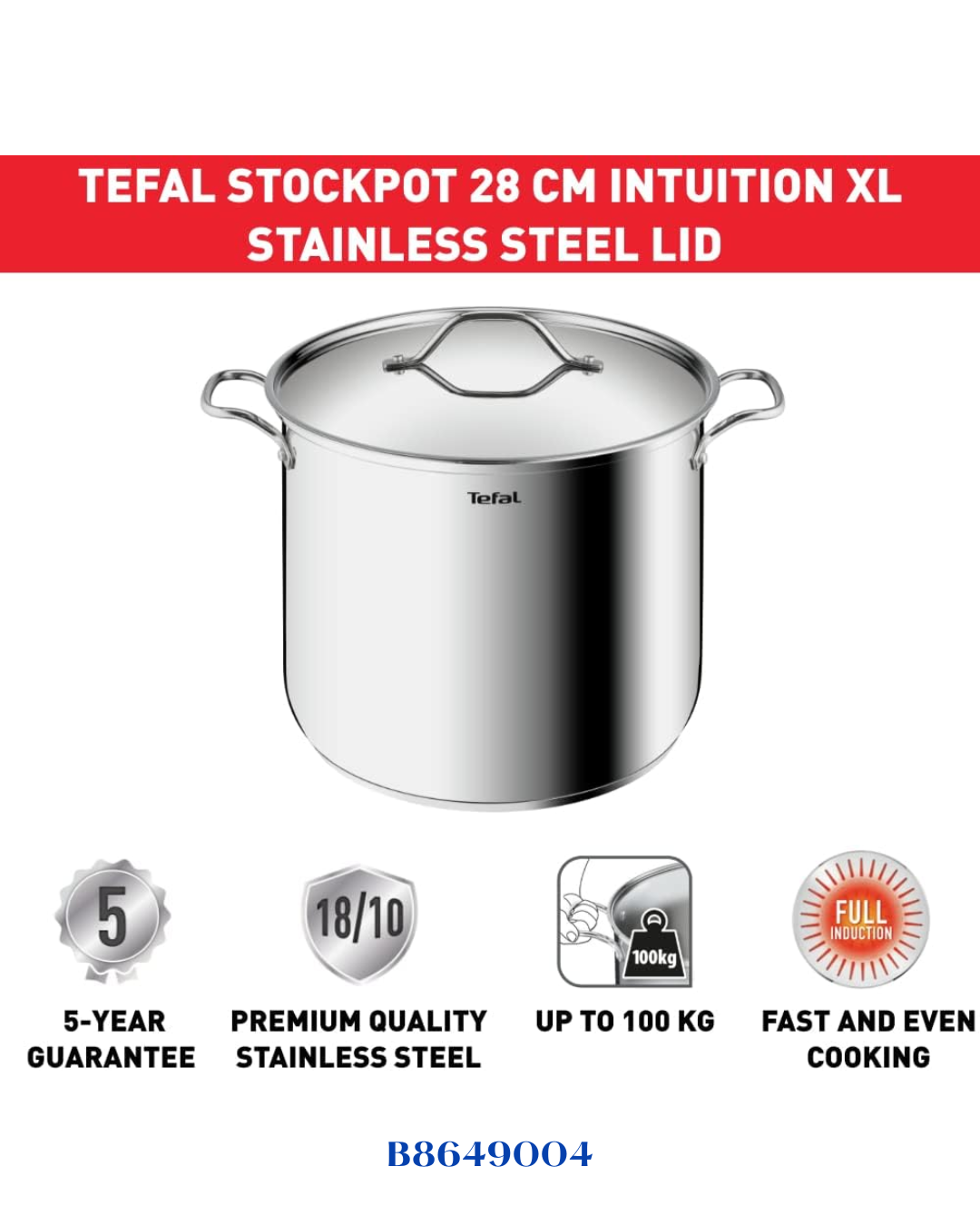 TEFAL قدر طهي INTUITION XL من الستانلس ستيل 28 سم