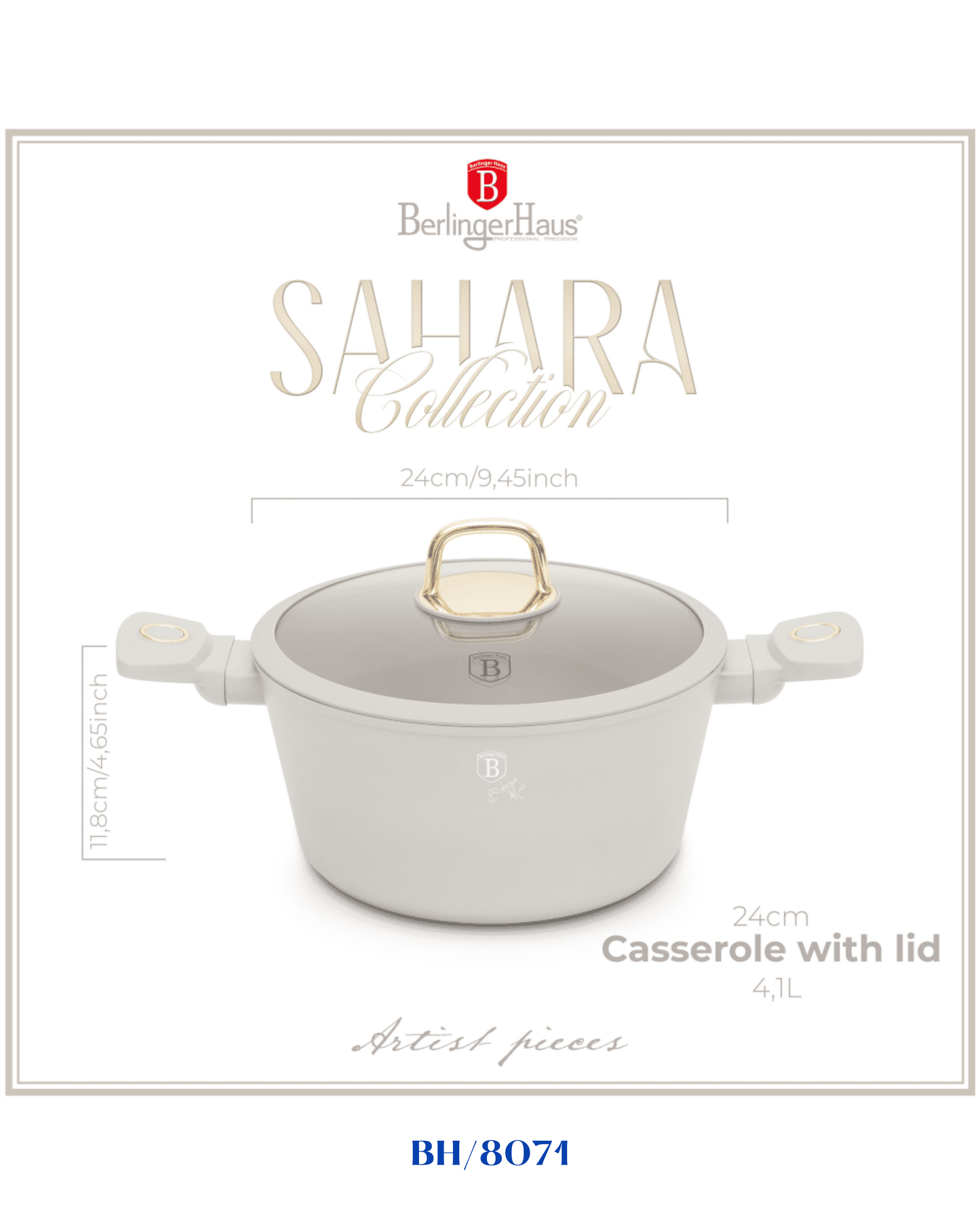 BERLINGER HAUS CASSEROLE WITH LID 24CM