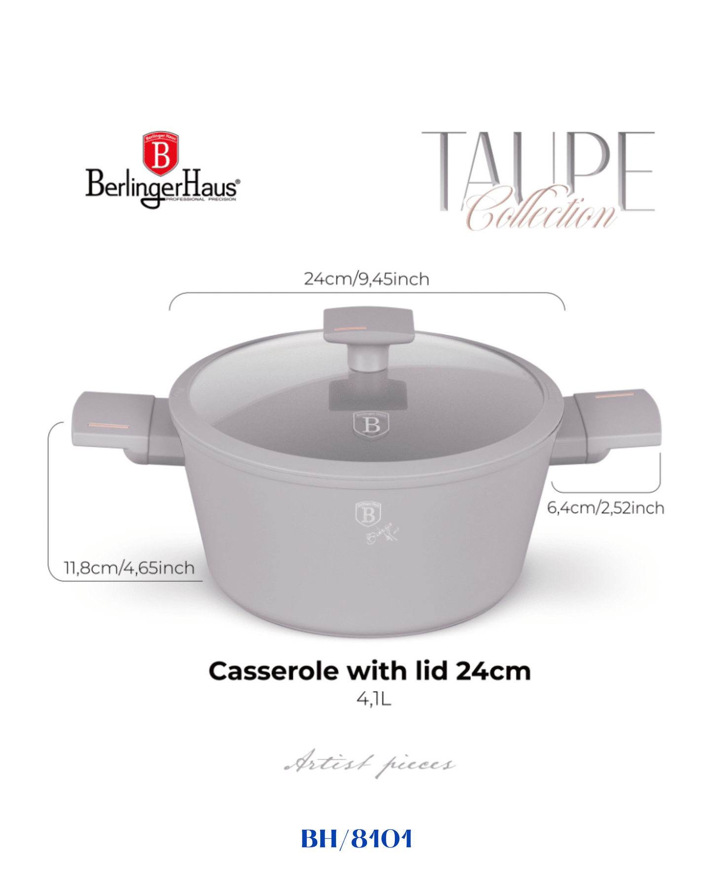 BERLINGER HAUS CASSEROLE WITH LID 24CM