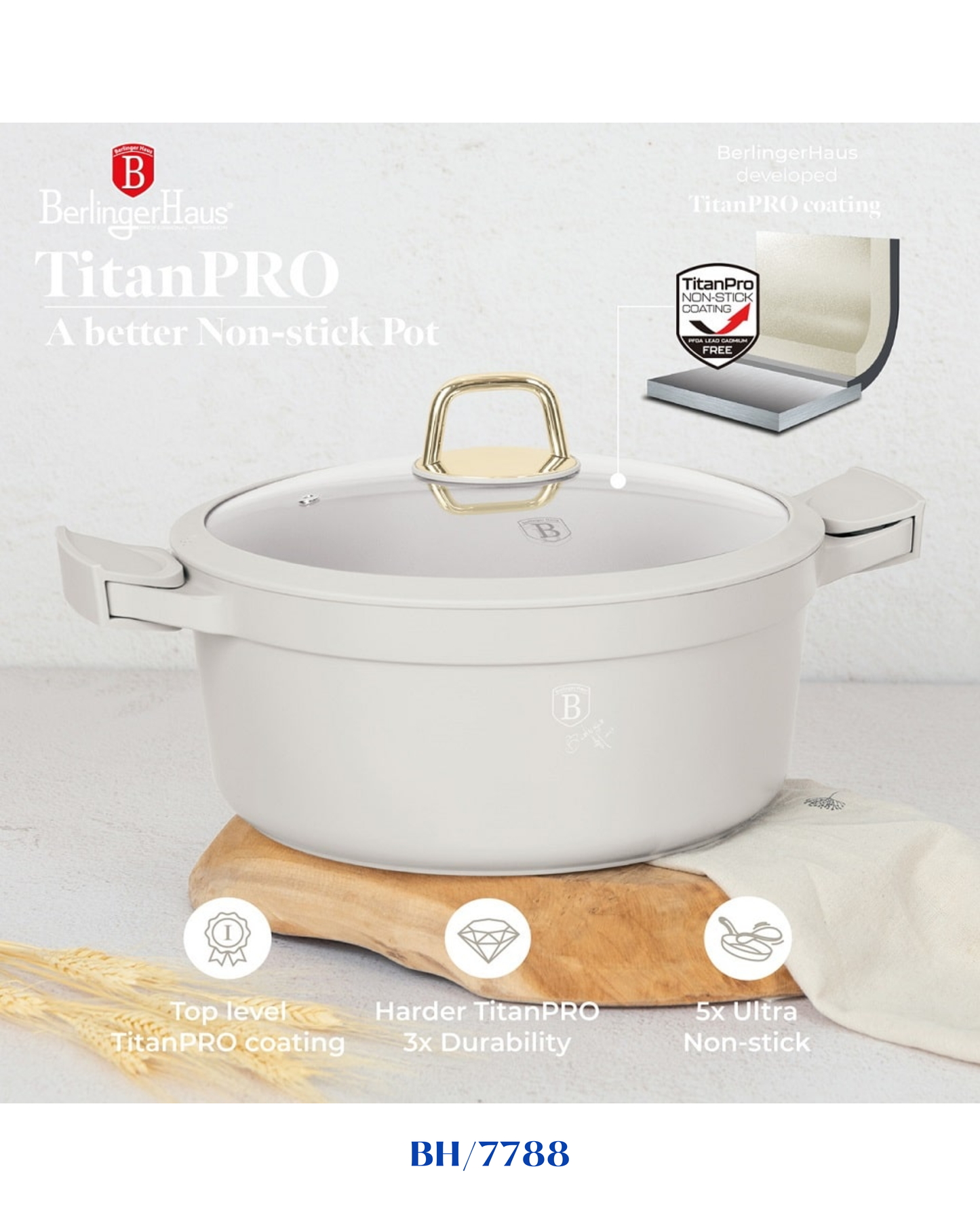 BERLINGER HAUS CASSEROLE WITH LID 28CM