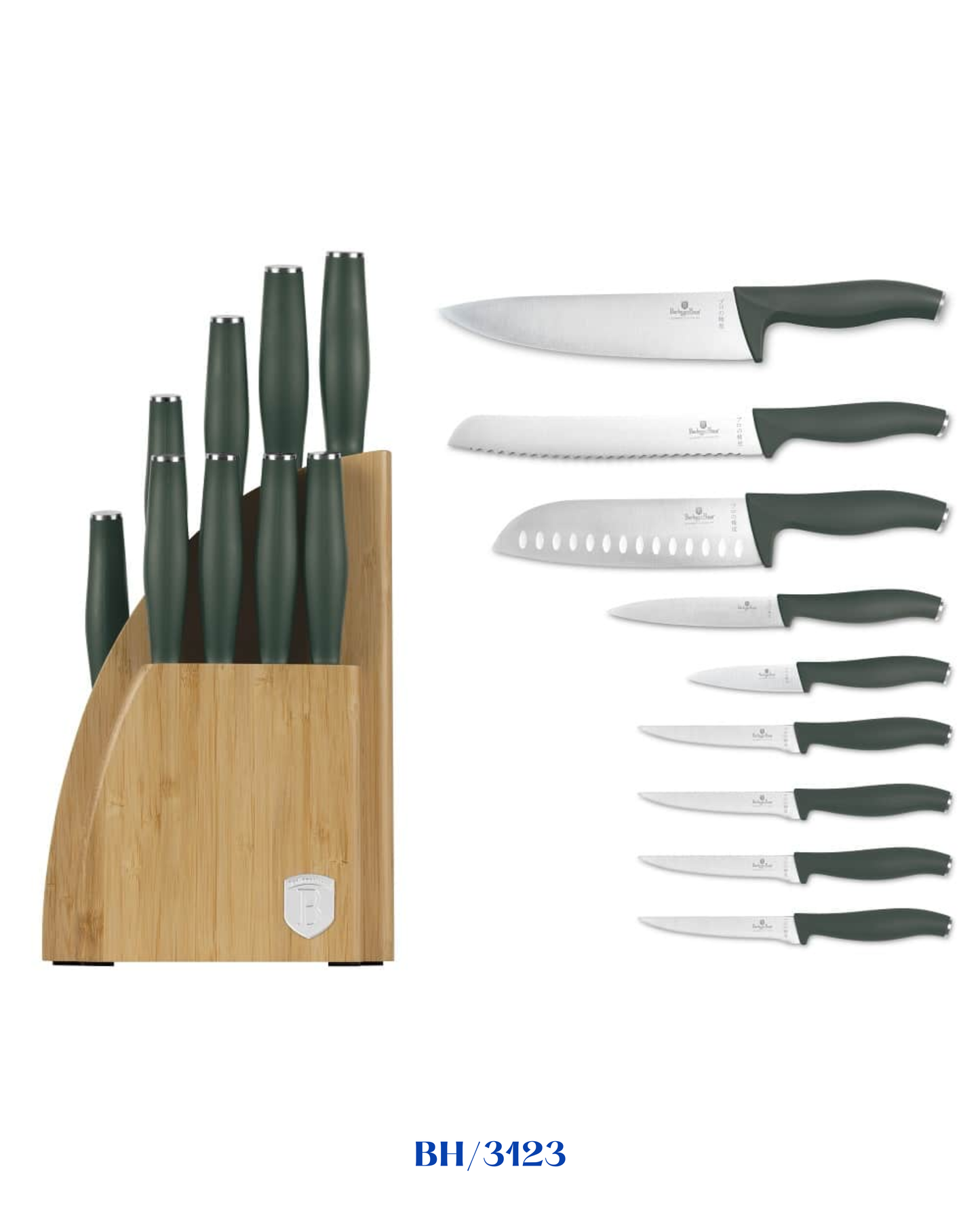 BERLINGER HAUS MATTE GREEN COLLECTION KITCHEN KNIFE SET 10 PCS