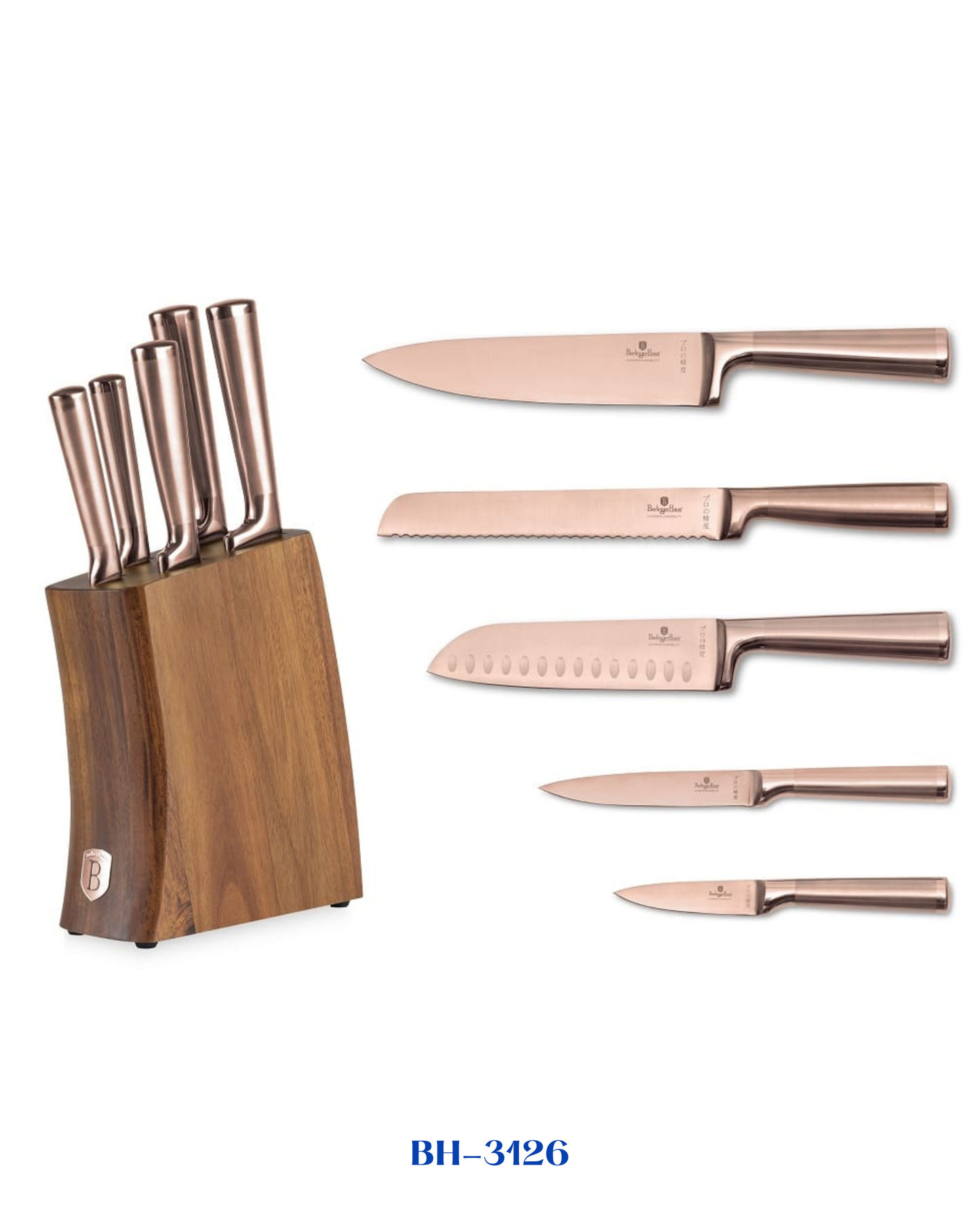 BERLINGER HAUS 6 PCS KNIFE SET WITH ACACIA WOOD STAND