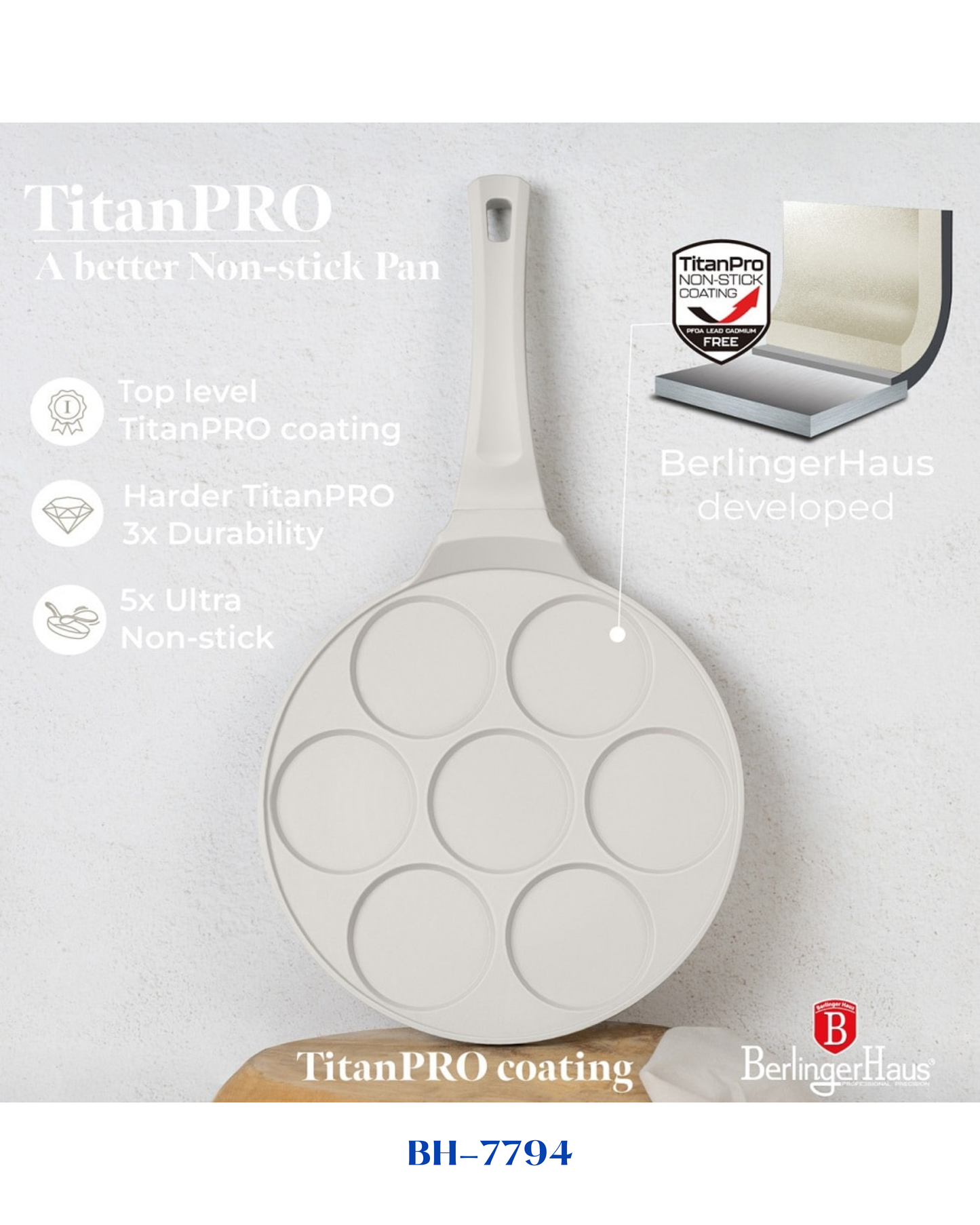 BERLINGER HAUS 7 HOLES BLANK PANCAKE PAN 26 CM