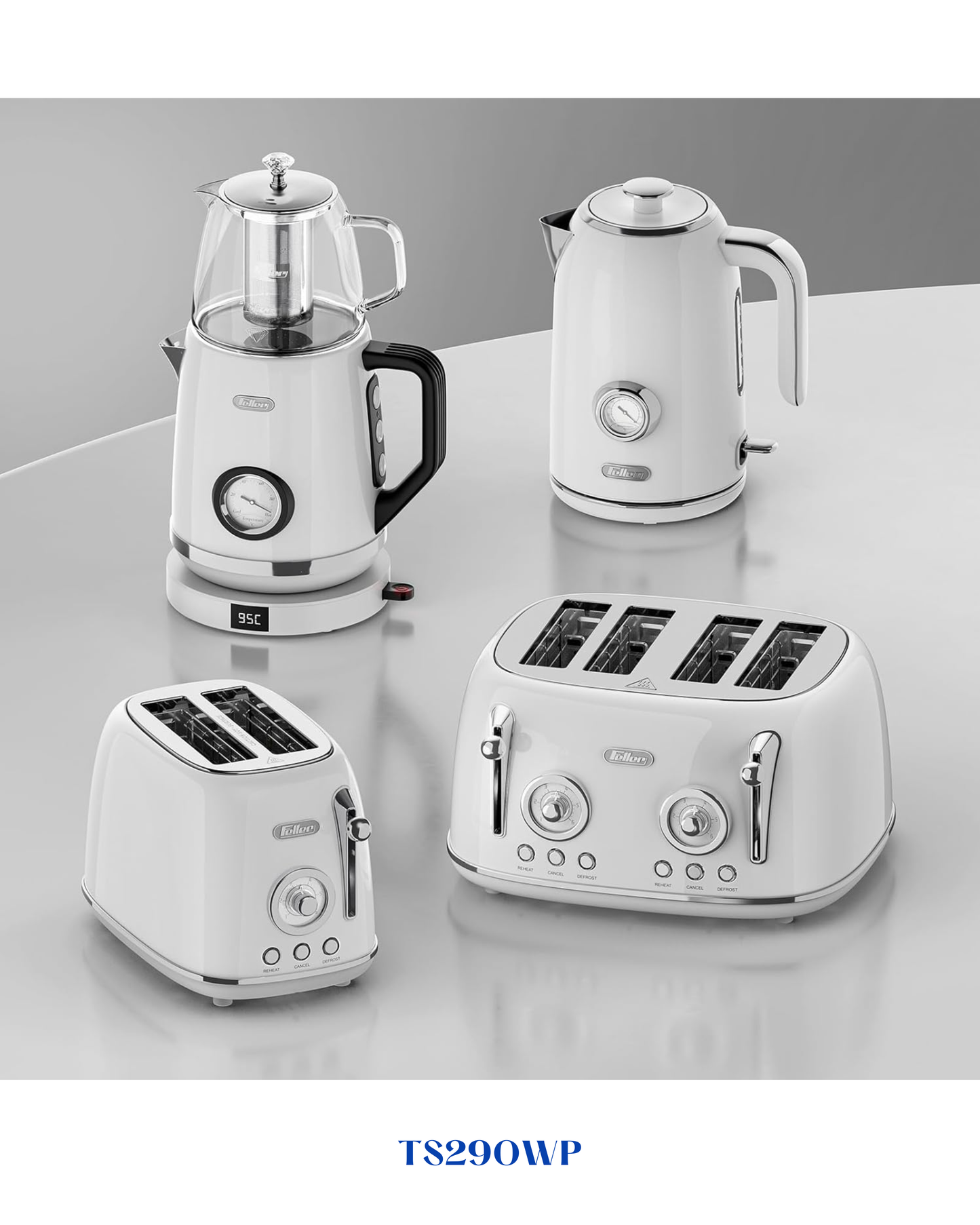 RETRO STYLE 2-IN-1 STAINLESS STEEL TEA MAKER + KETTLE 2200W-1.7L