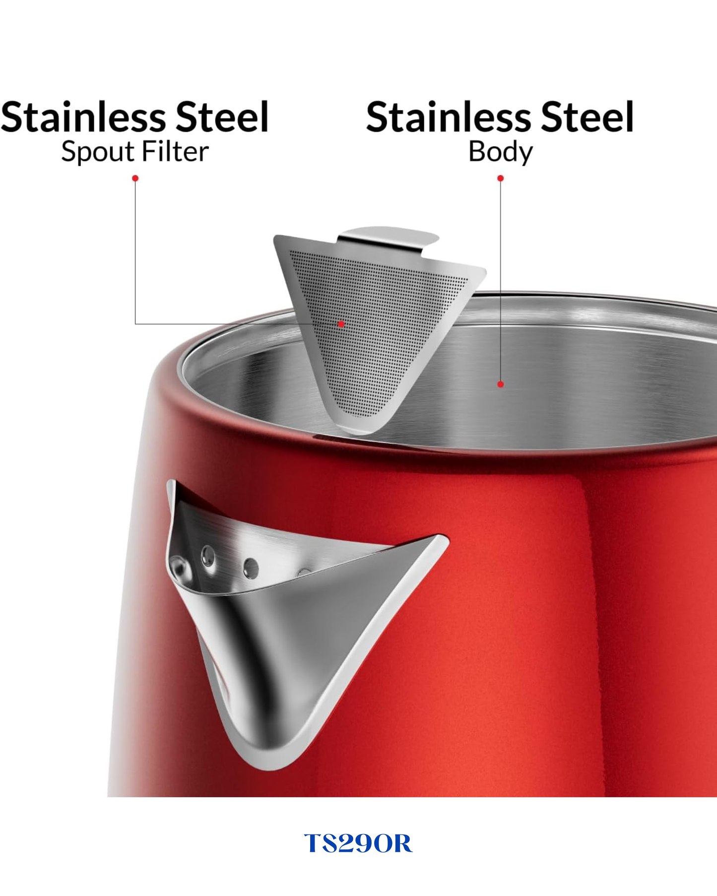 RETRO STYLE 2-IN-1 STAINLESS STEEL TEA MAKER + KETTLE 2200W-1.7L