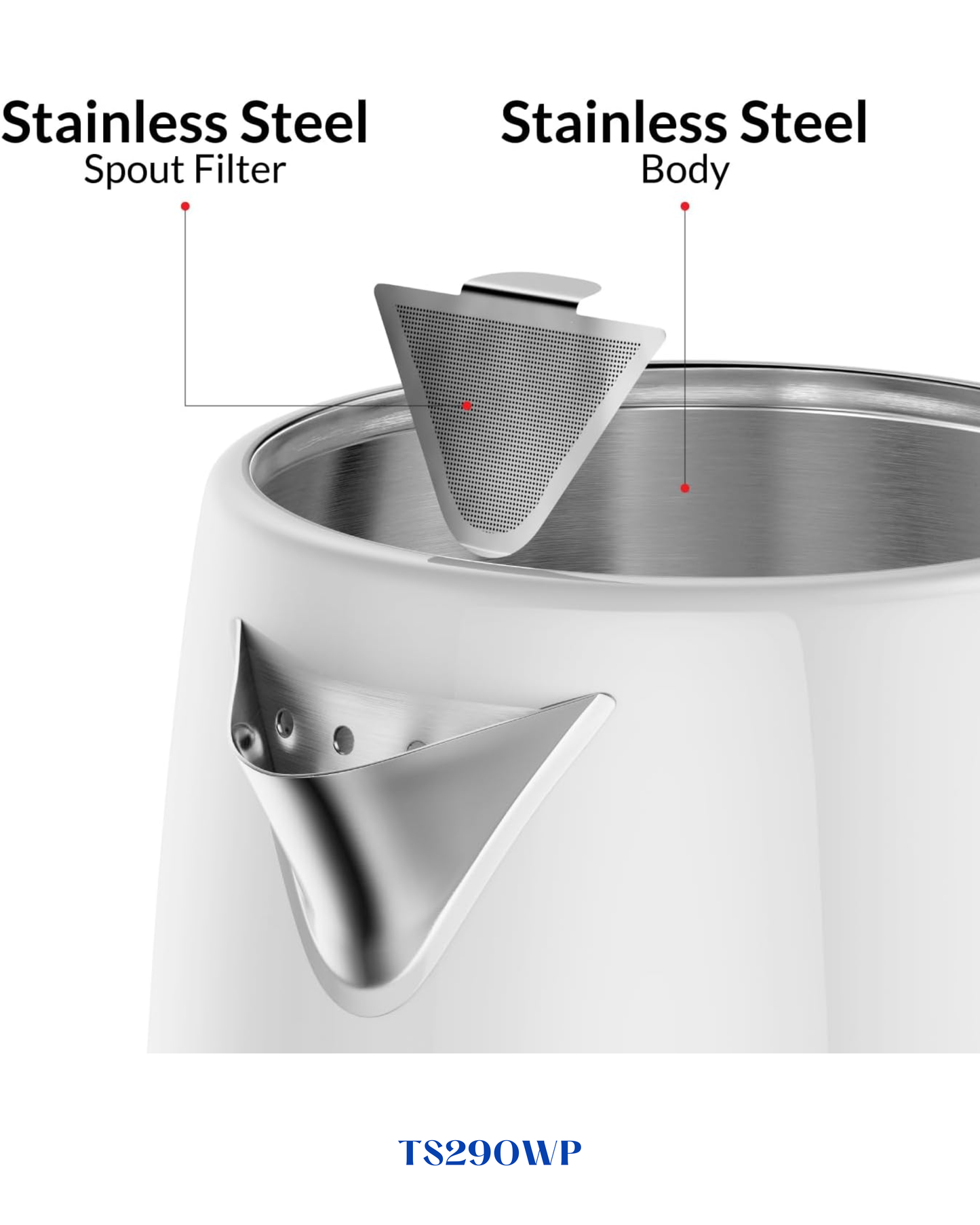 RETRO STYLE 2-IN-1 STAINLESS STEEL TEA MAKER + KETTLE 2200W-1.7L