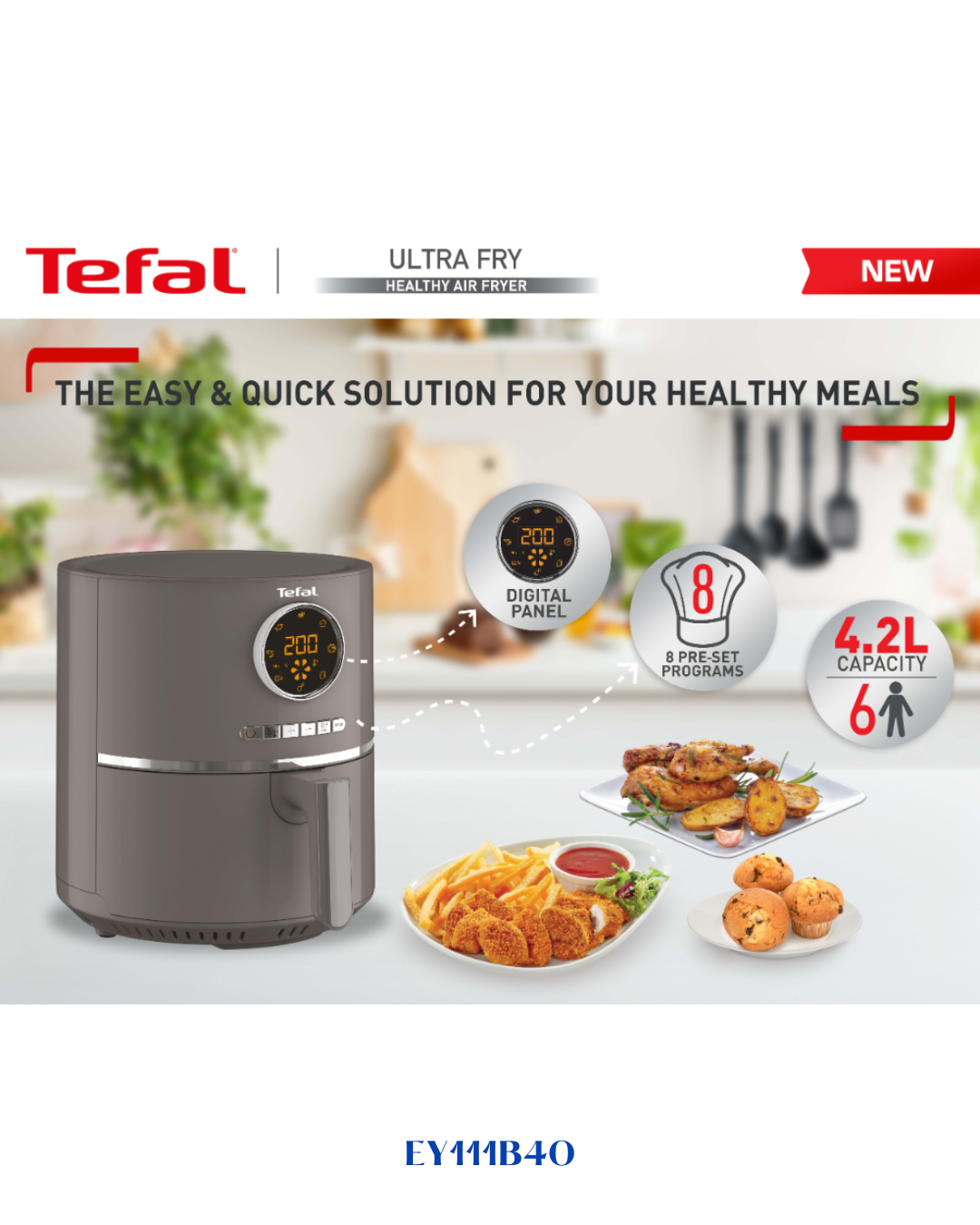 TEFAL ULTRA AIR FRYER DIGITAL 1630W 4.2L