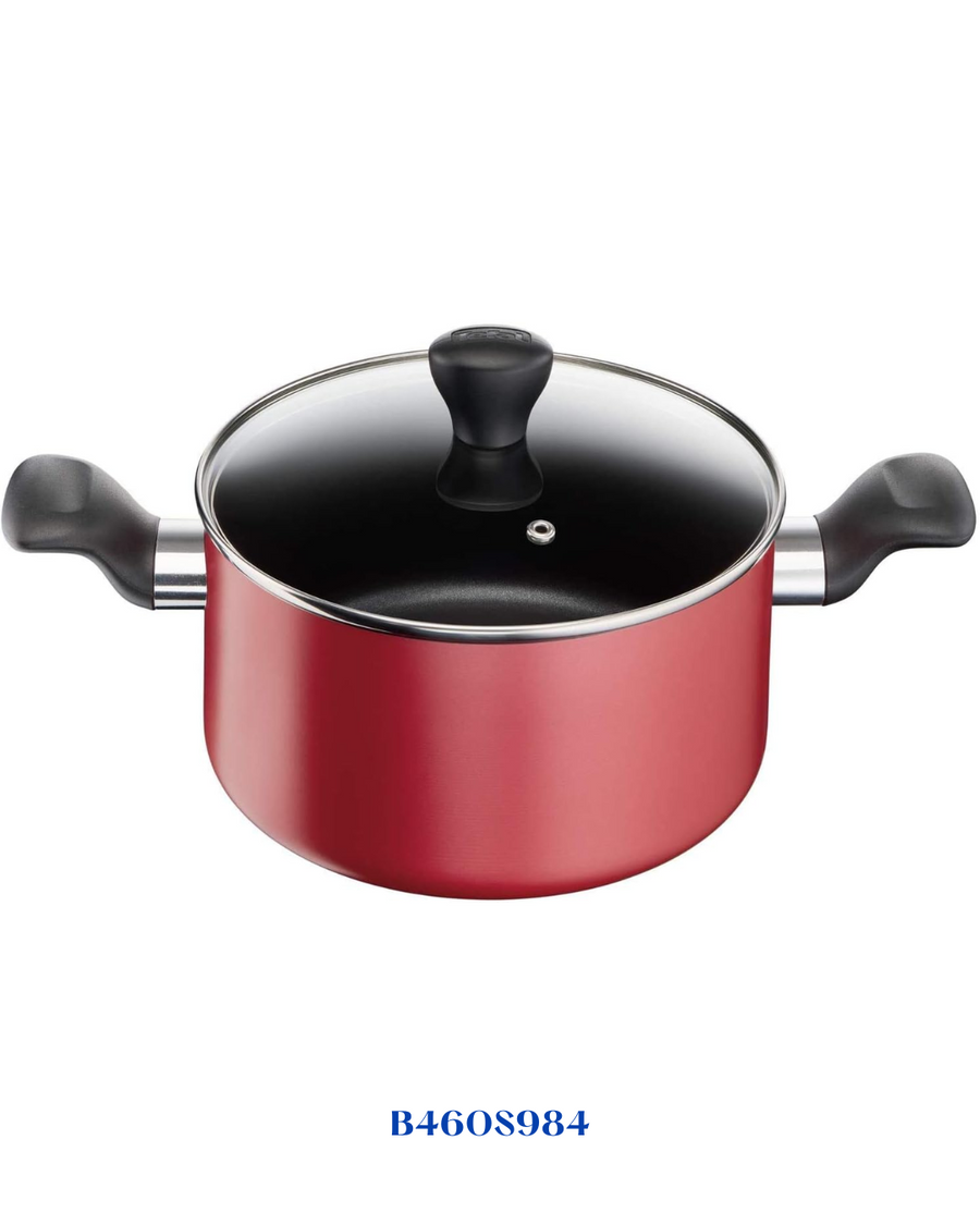 TEFAL SUPER COOK 9 PC SET, NON-STICK, THERMO-SIGNAL, RED