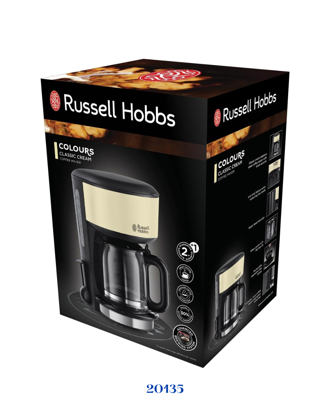 RUSSELL HOBBS COLOURS PLUS+ ماكينة تحضير القهوة لون كريمي 1000 واط 1.25 لتر