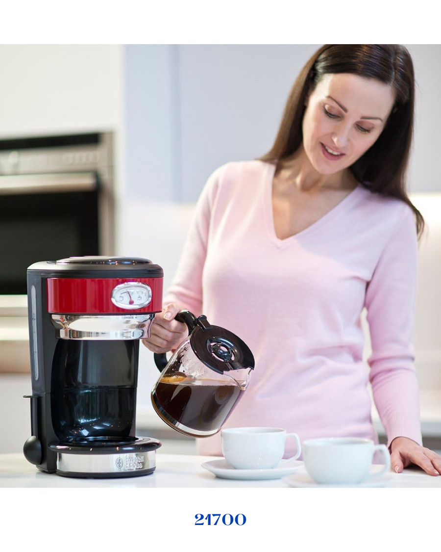 RUSSELL HOBBS RETRO RIBBON RED COFFEE MAKER 1000W
