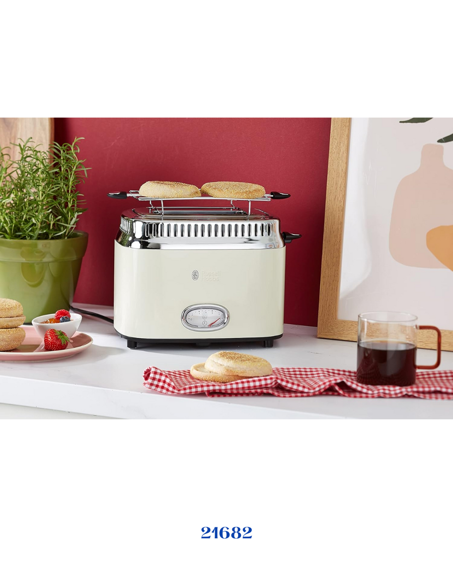 RUSSELL HOBBS RETRO VINTAGE CREAM 2 SLICE TOASTER 1300W