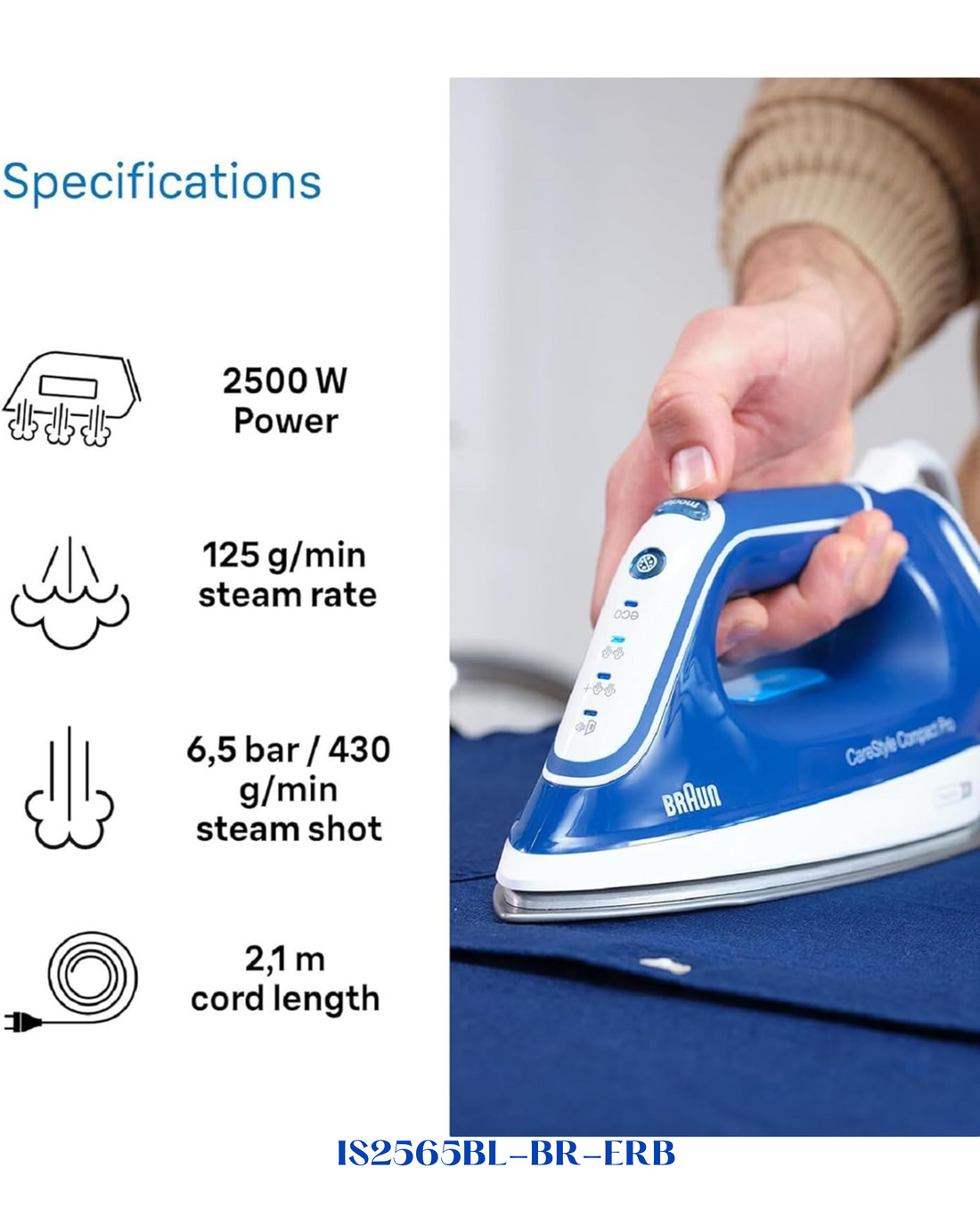 BRAUN CARESTYLE COMPACT PRO STEAM GENERATOR IRON 2400W