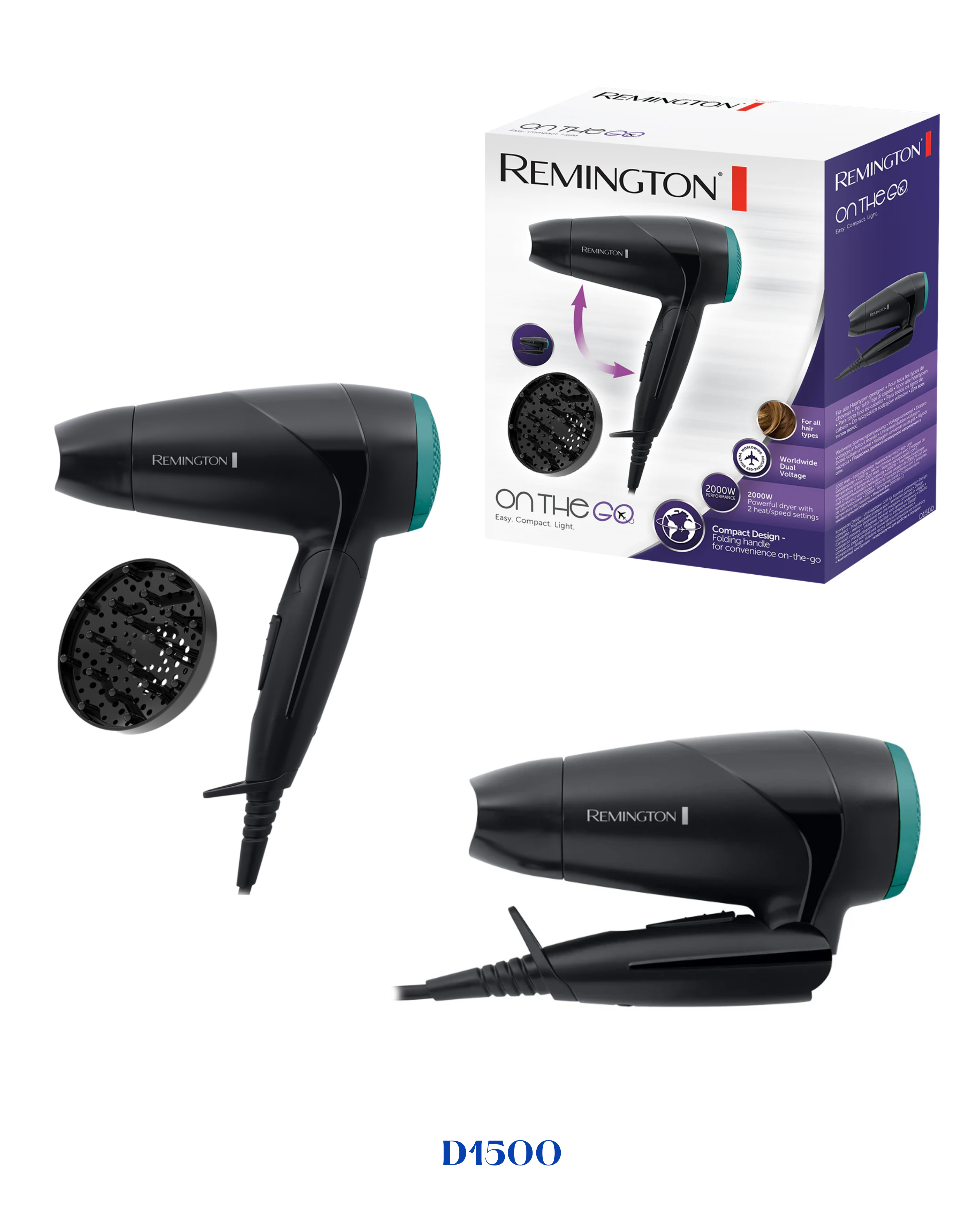 REMINGTON ON THE GO COMPACT DRYER 2000W