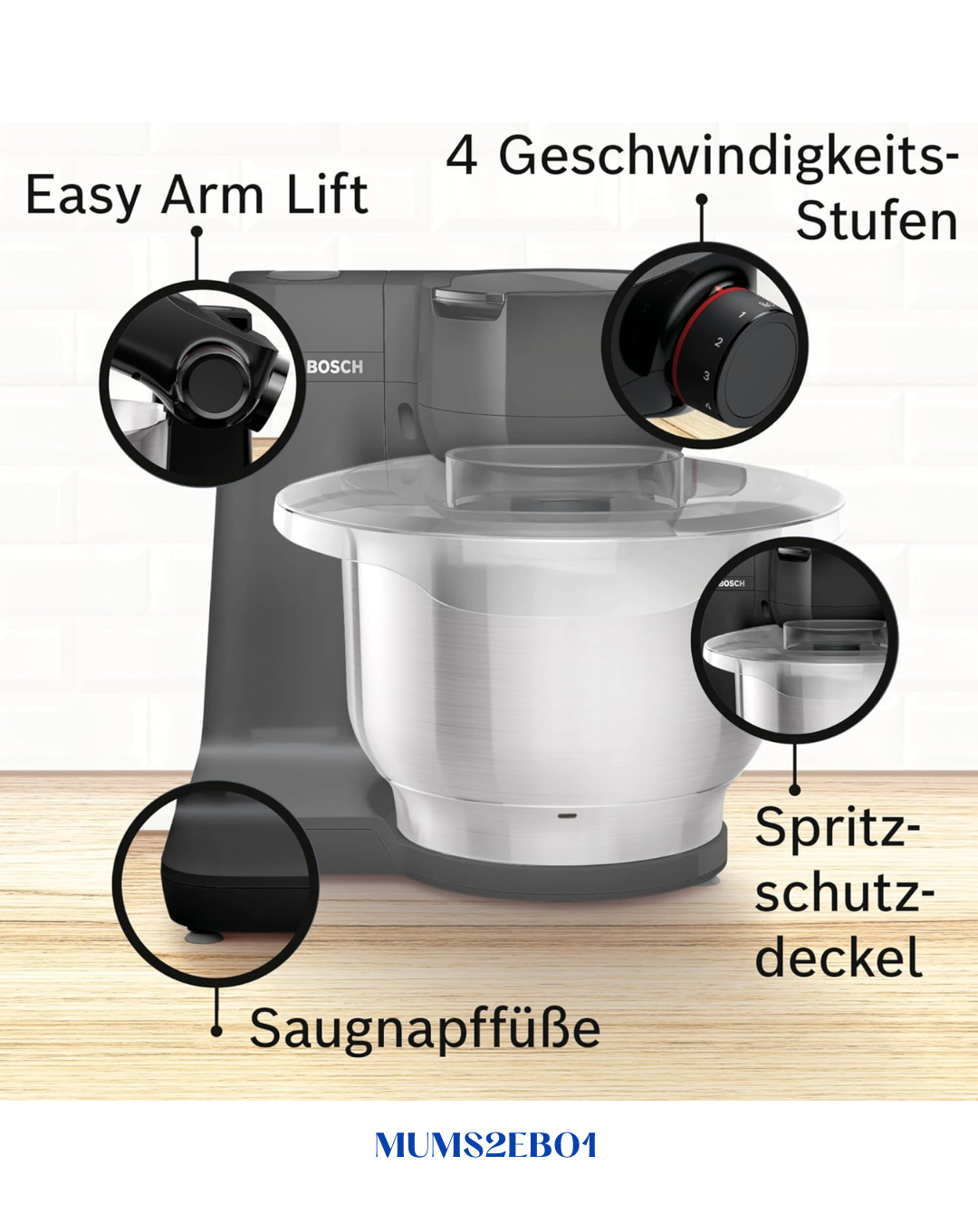 BOSCH COMPACT KITCHEN MACHINE MUM SERIES 2 BLACK​ 700W 3.8L