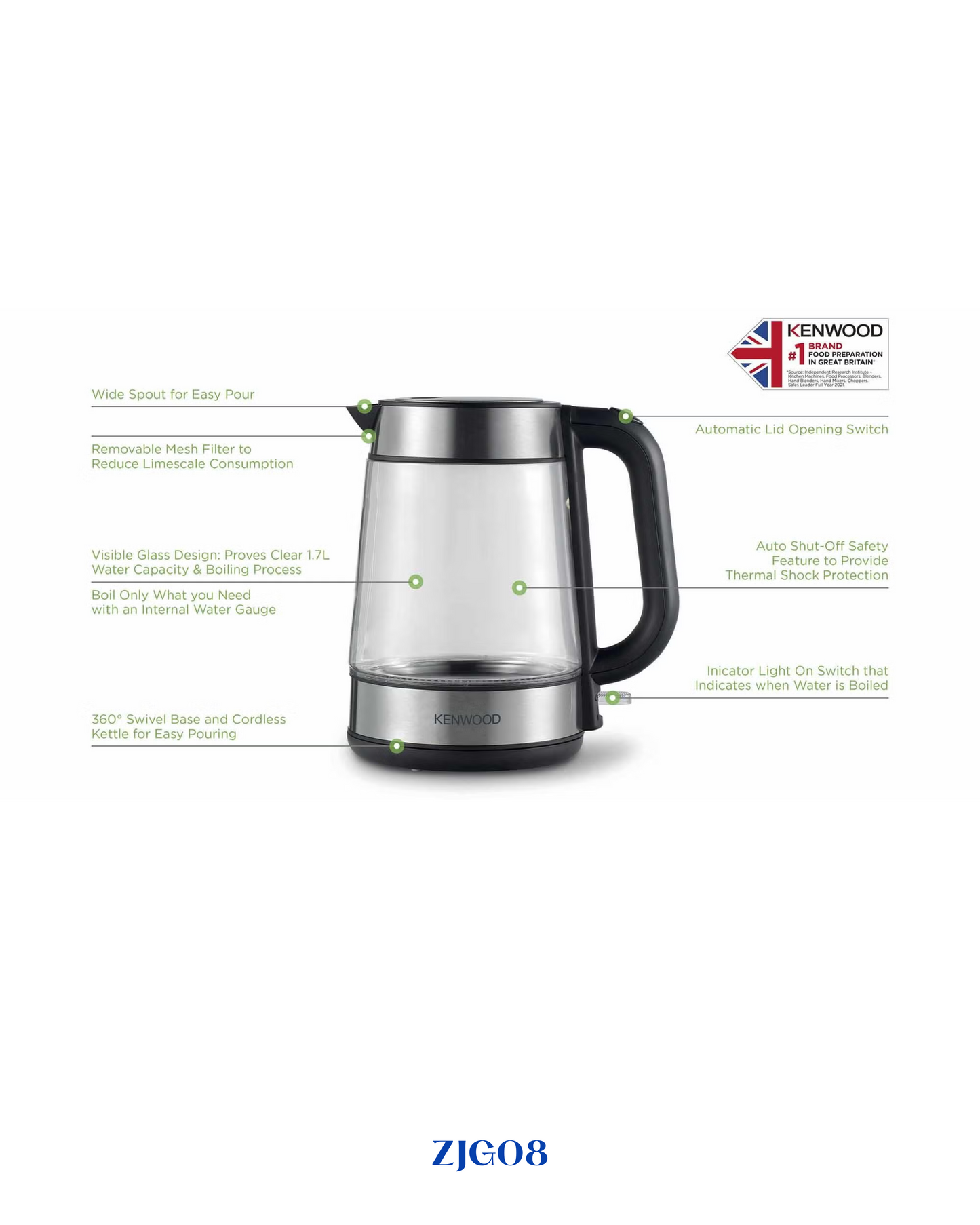 KENWOOD - KETTLE GLASS 1.7L-2200W