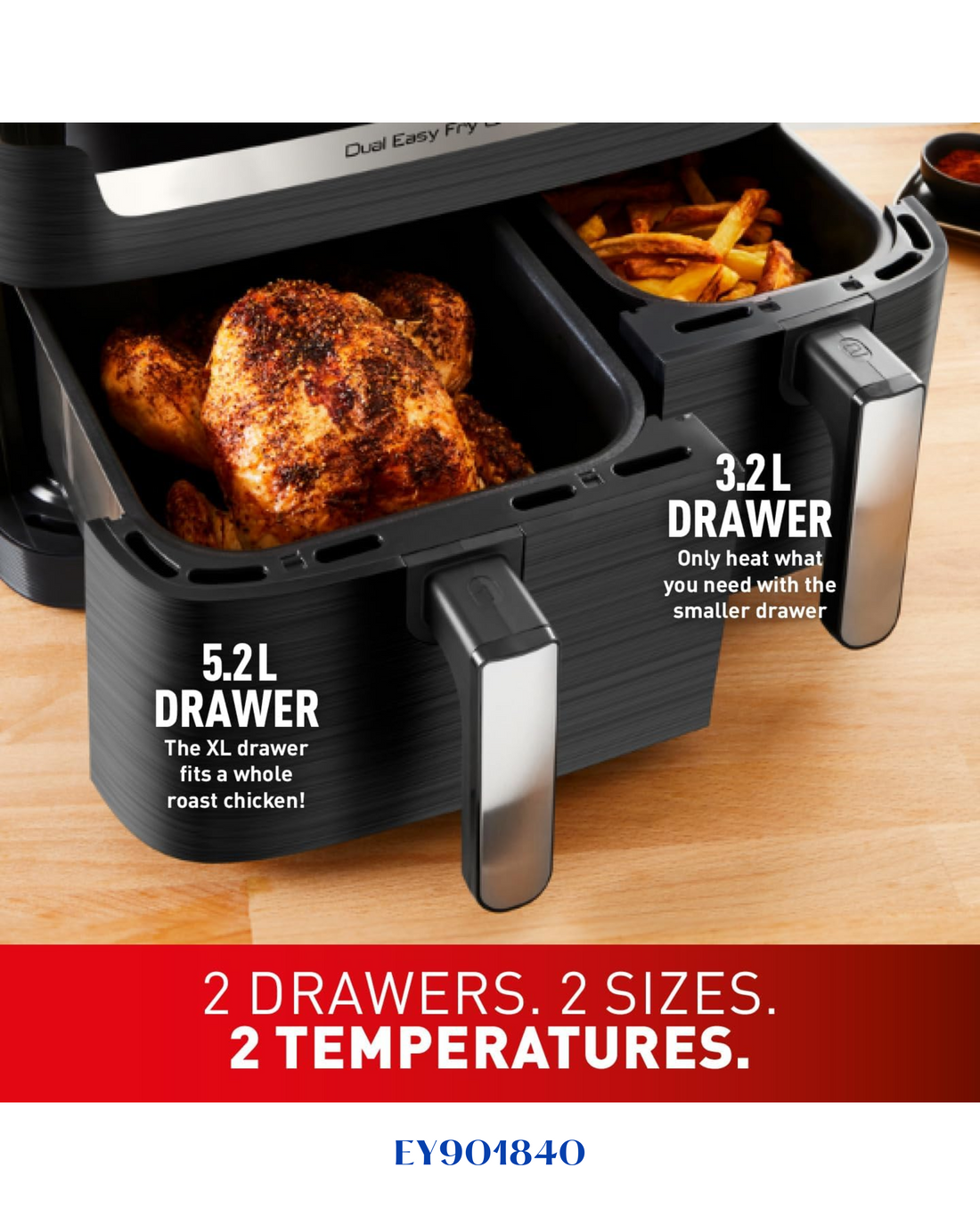 TEFAL DUAL EASY FRY AIR FRYER 2700 W 8.3 L