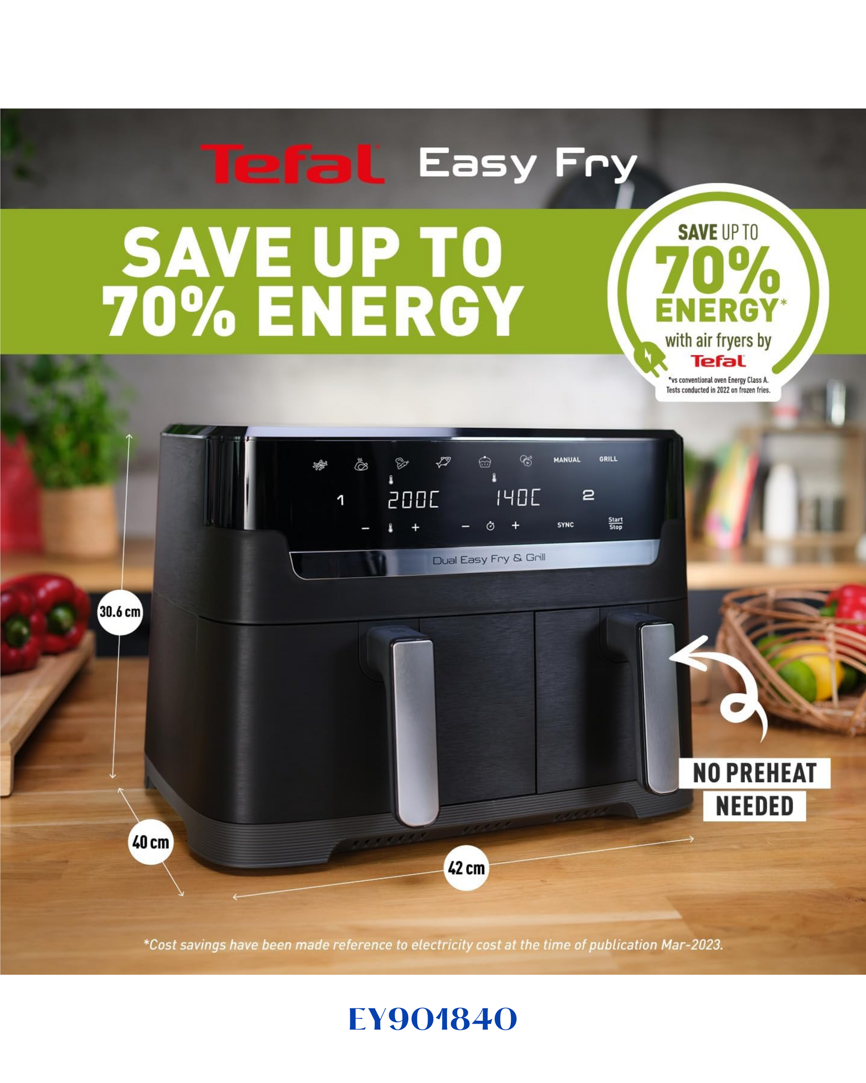 TEFAL DUAL EASY FRY AIR FRYER 2700 W 8.3 L