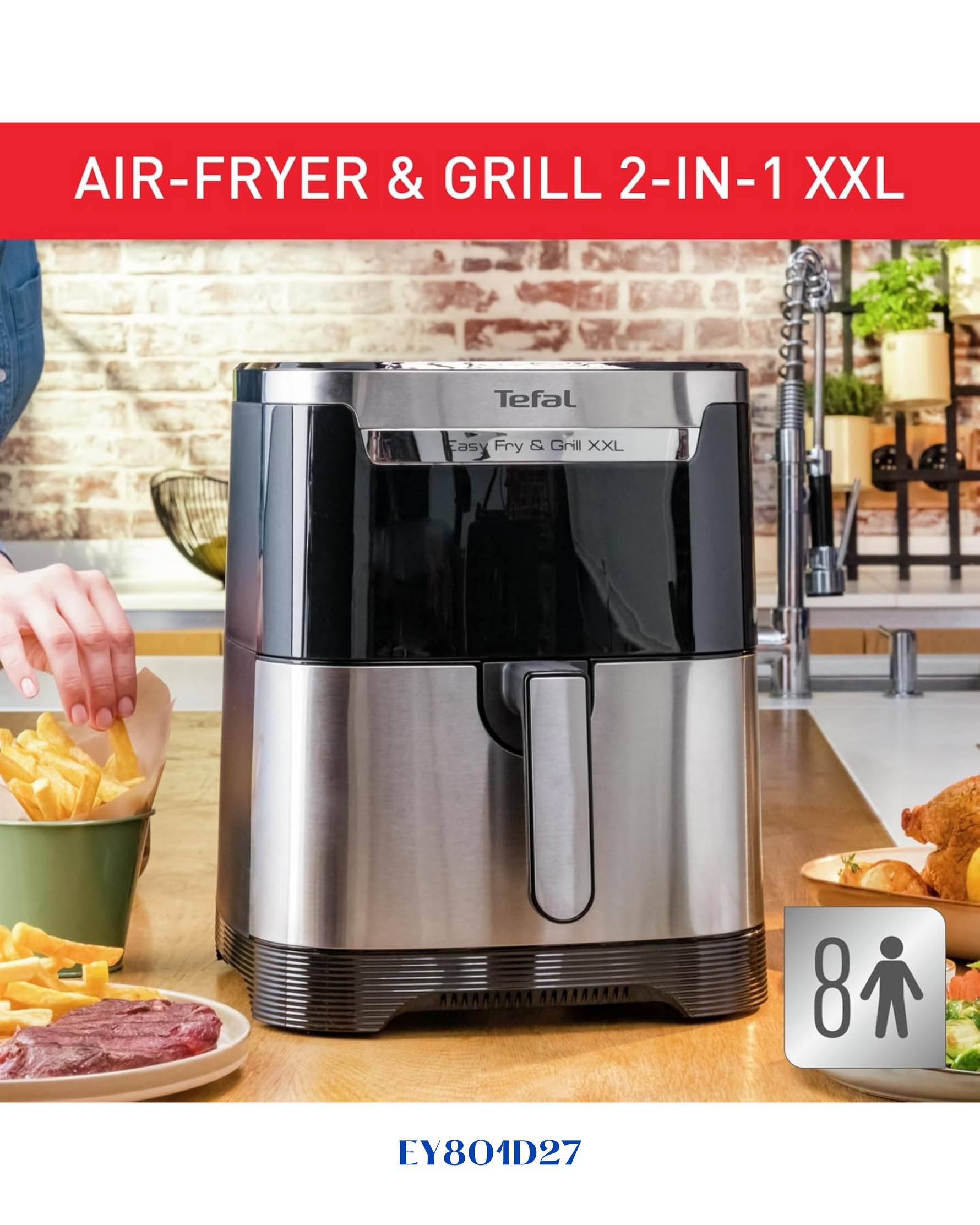 TEFAL EASY FRY & GRILL XXL INOX-6.5 L-1830W-قلاية تيفال الهوائية