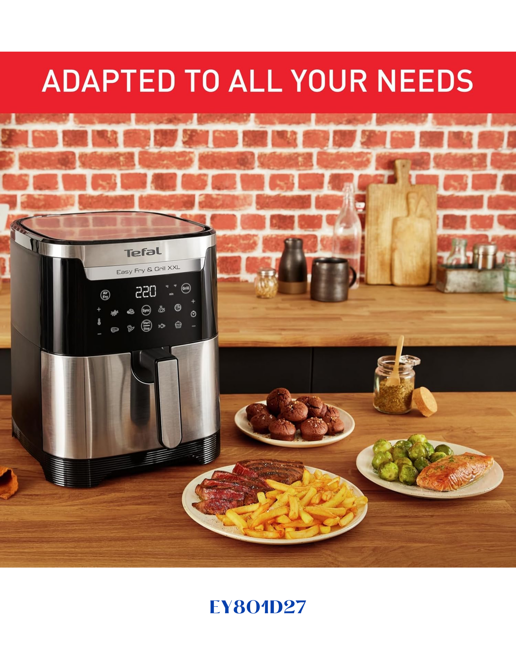 TEFAL EASY FRY & GRILL XXL INOX-6.5 L-1830W-قلاية تيفال الهوائية