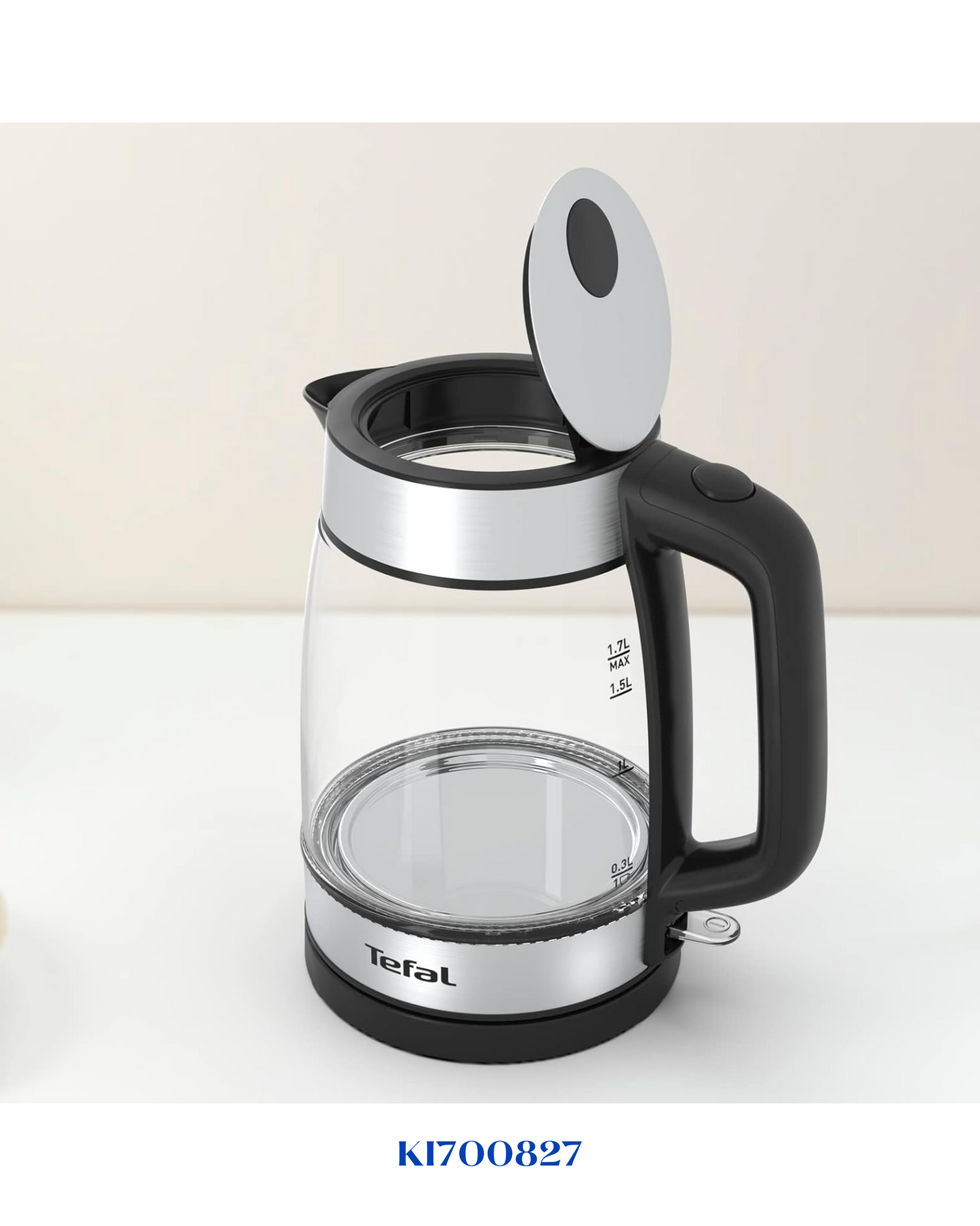 TEFAL GLASS KETTLE 1.7L-2200W-غلاية تيفال زجاجية
