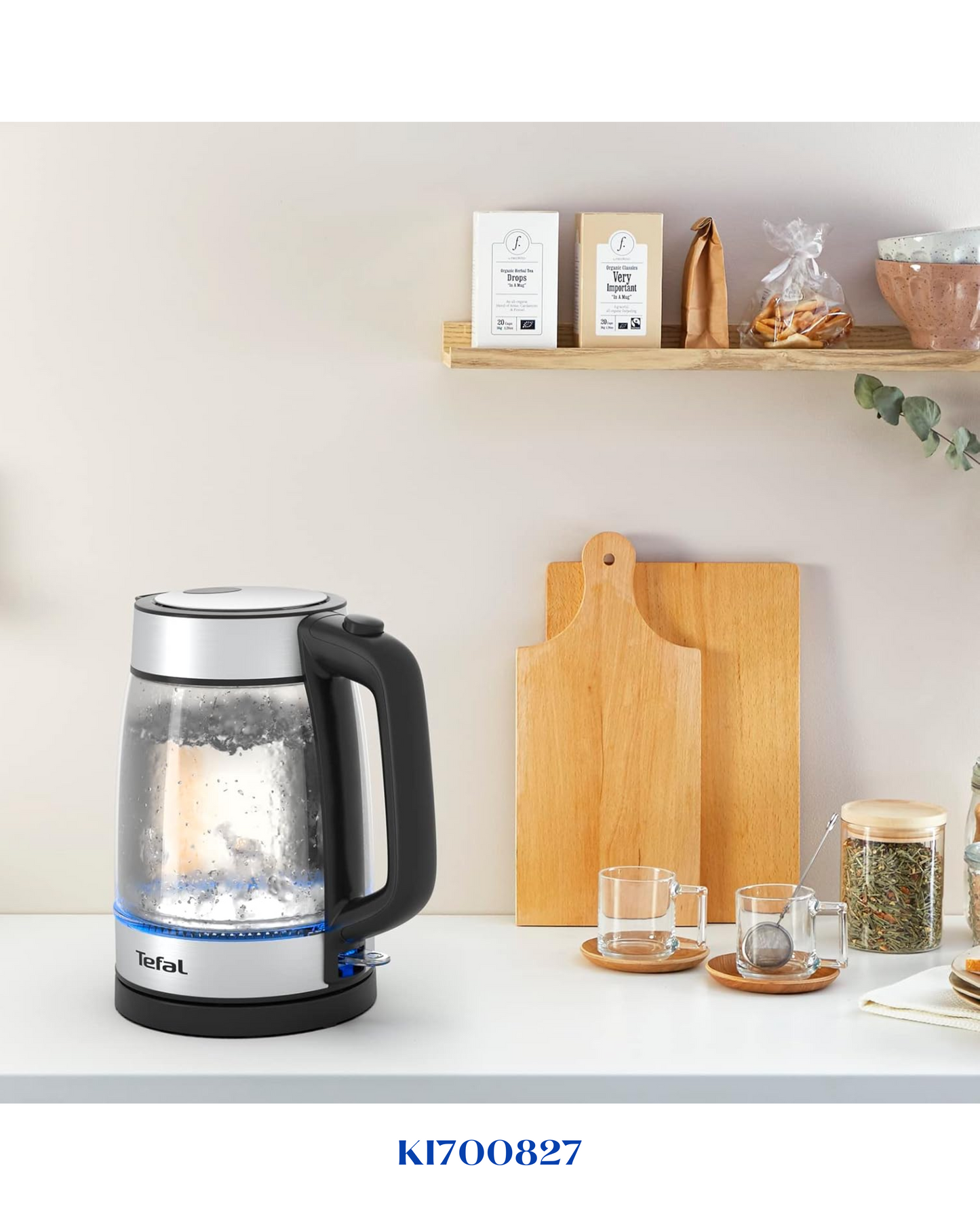 TEFAL GLASS KETTLE 1.7L-2200W-غلاية تيفال زجاجية