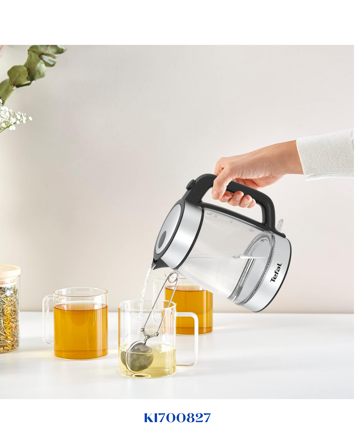 TEFAL GLASS KETTLE 1.7L-2200W-غلاية تيفال زجاجية
