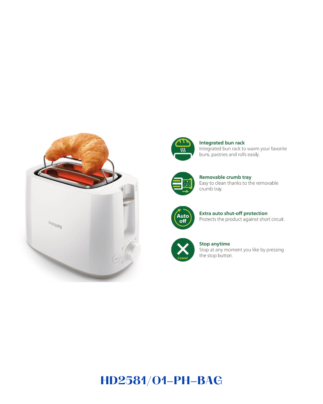PHILIPS DAILY COLLECTION TOASTER  – 830W
