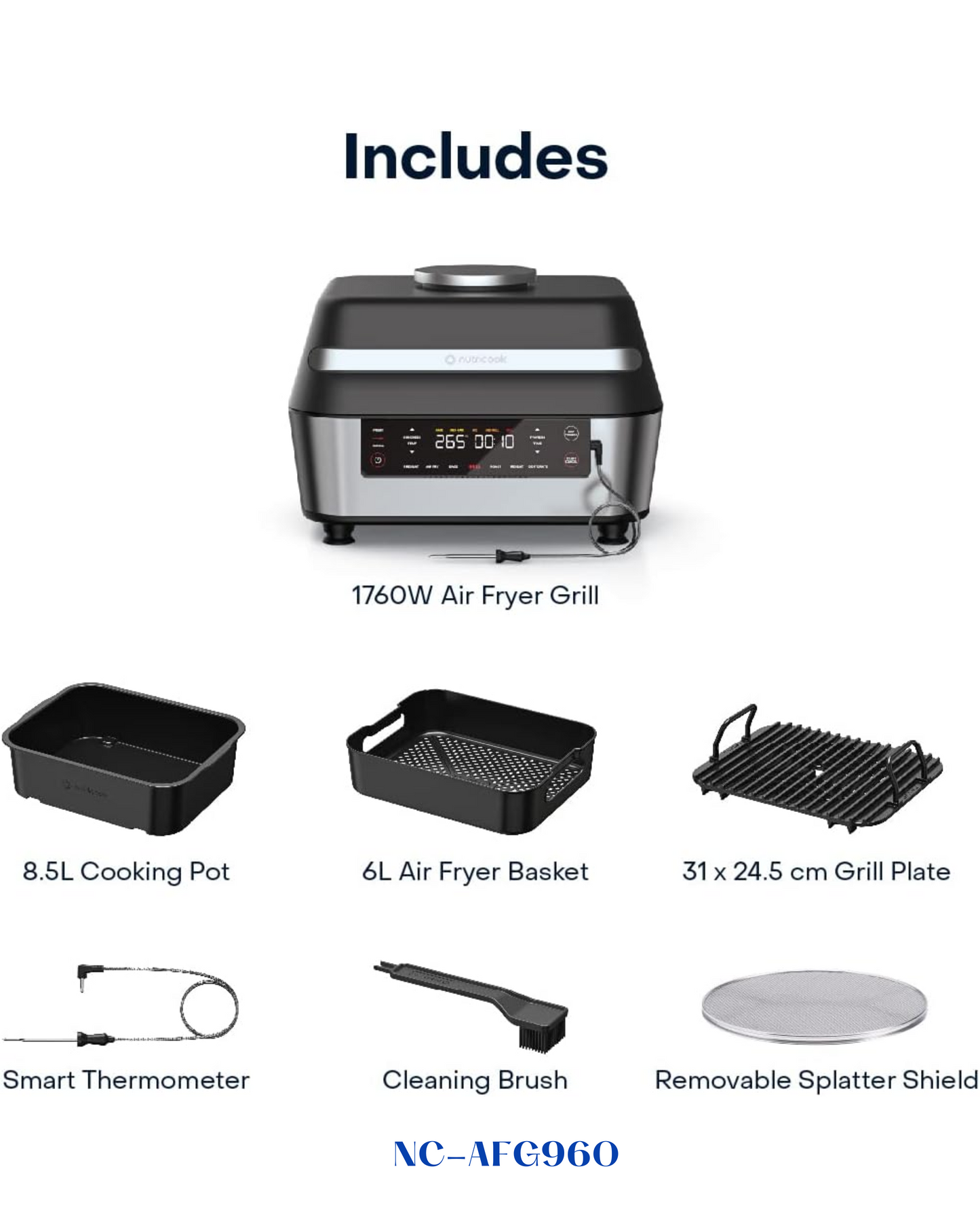 NUTRICOOK SMART AIR FRYER GRILL XL 1760W 8.5L