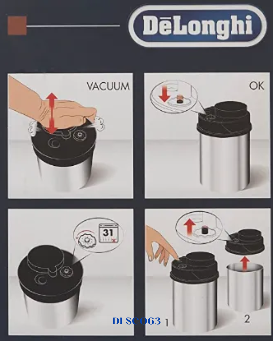 DELONGHI VACUUM COFFEE CANISTER-1300ML