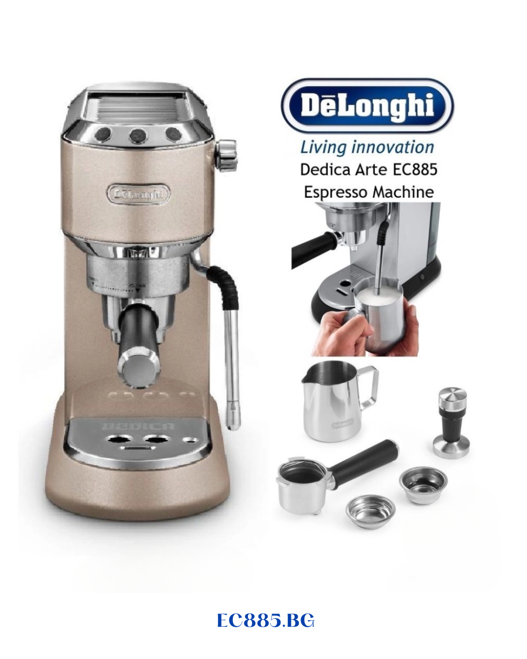 DELONGHI DEDICA ARTE ESPRESSO MACHINE – BEIGE GOLD