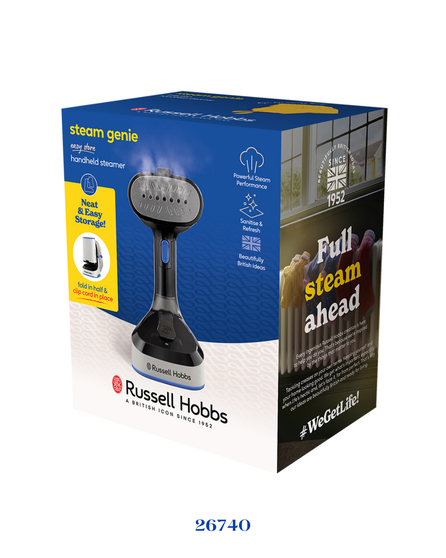 RUSSELL HOBBS STEAM GENIE EASY STORE HANDHELD STEAMER 1500W 150ML