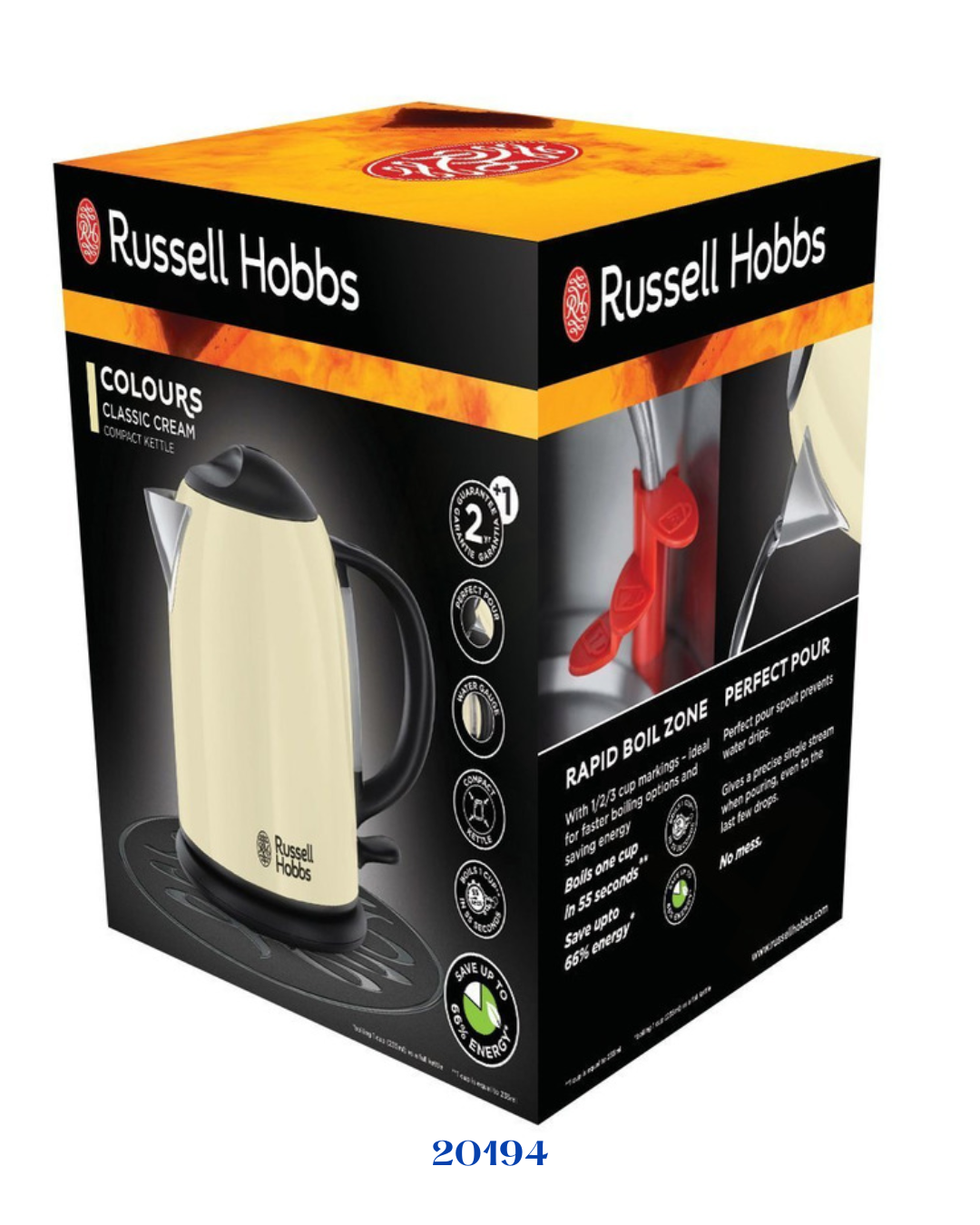 RUSSELL HOBBS COLOURS PLUS COMPACT CLASSIC CREAM KETTLE 2200W 1L