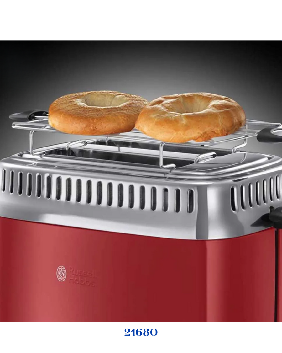 RUSSELL HOBBS RETRO RIBBON RED 2 SLICE TOASTER 1300W