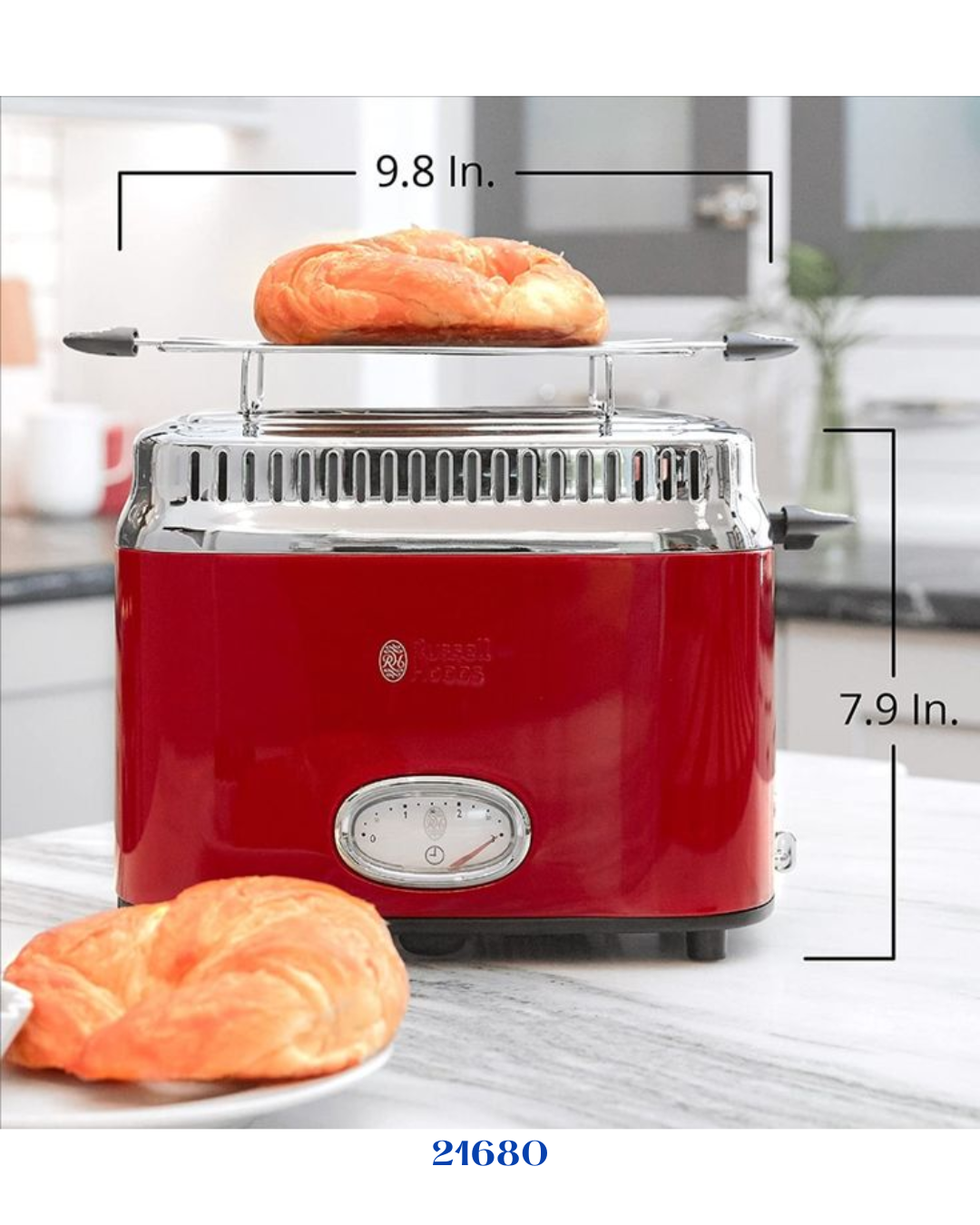 RUSSELL HOBBS RETRO RIBBON RED 2 SLICE TOASTER 1300W