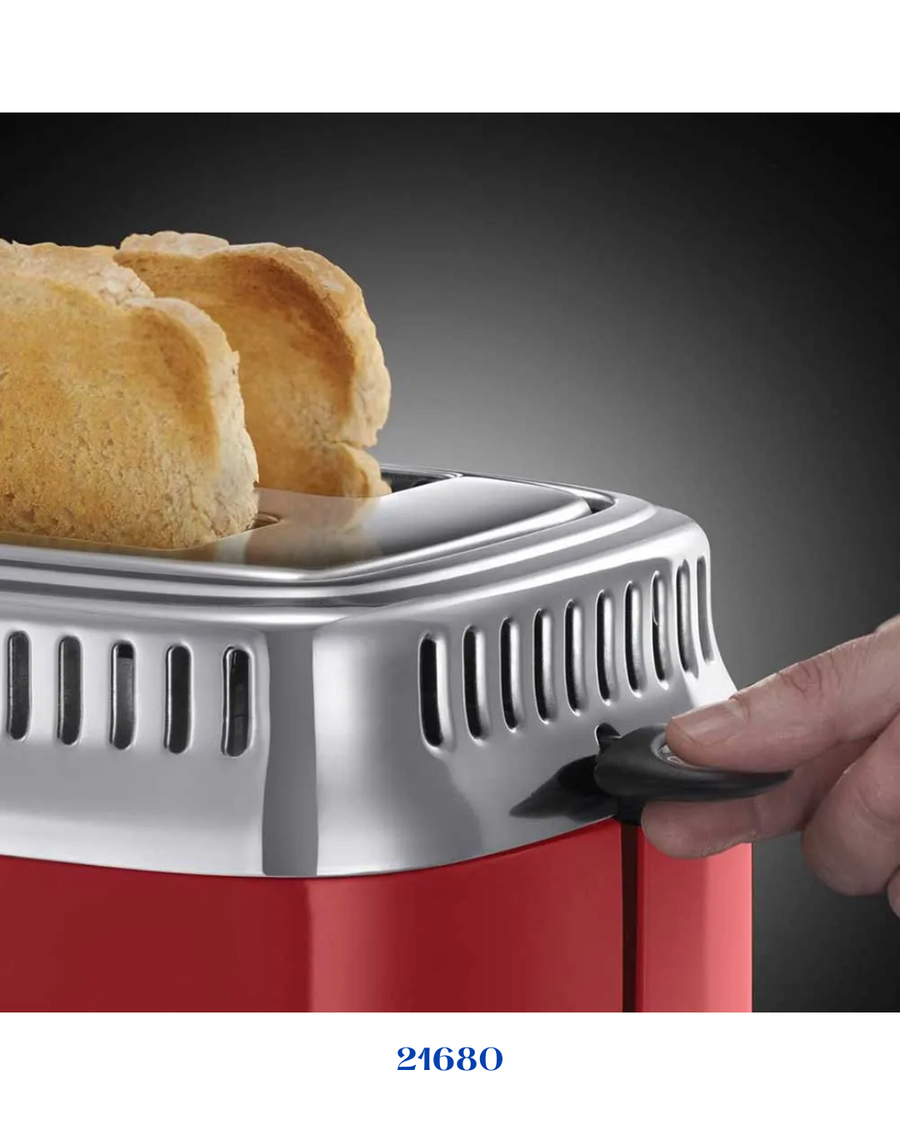 RUSSELL HOBBS RETRO RIBBON RED 2 SLICE TOASTER 1300W