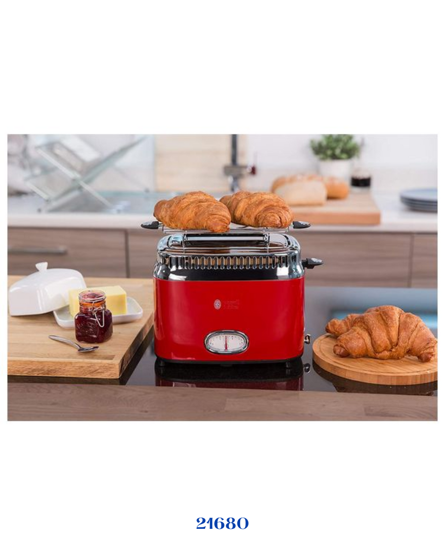 RUSSELL HOBBS RETRO RIBBON RED 2 SLICE TOASTER 1300W