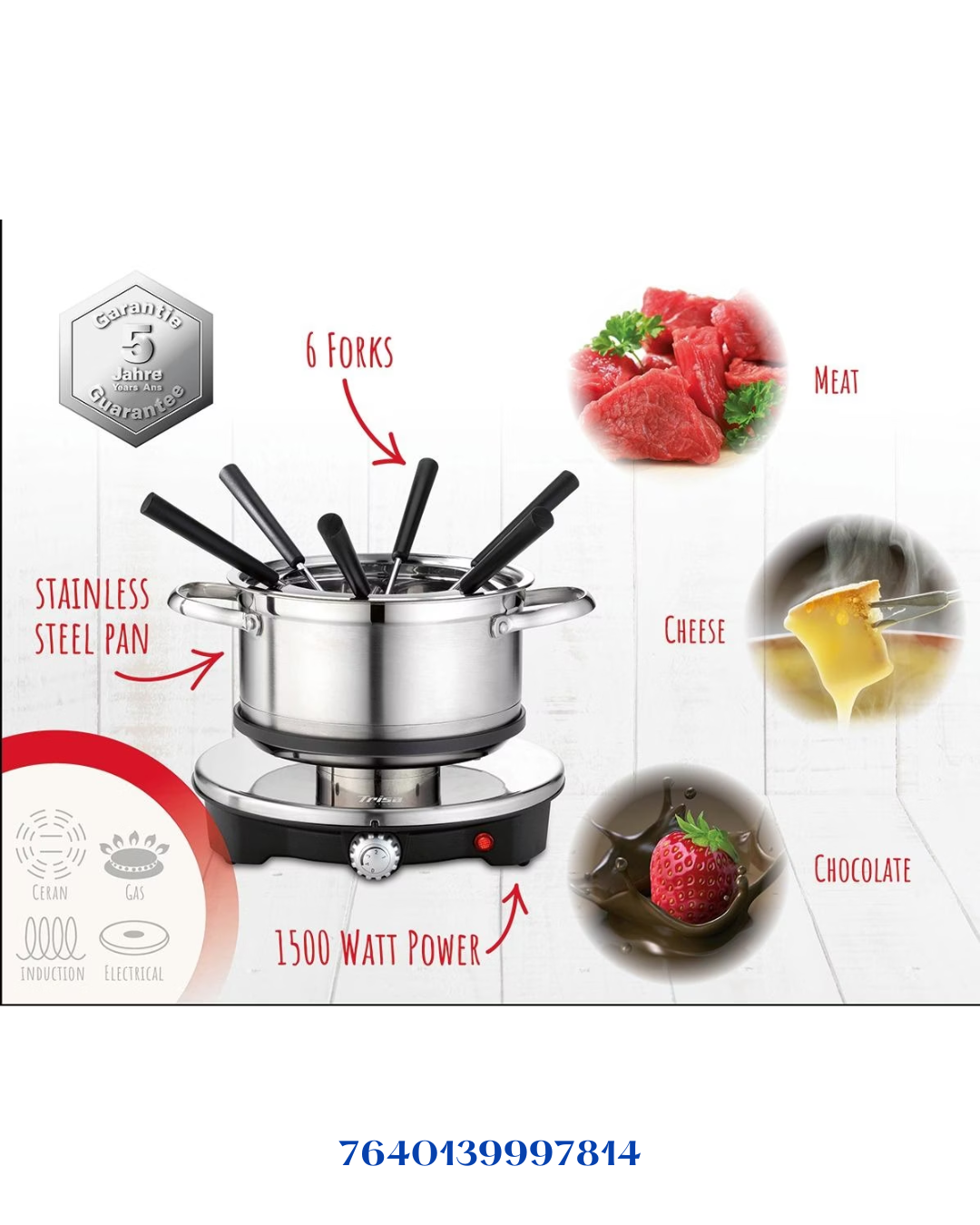 TRISA FONDUE VARIO INOX  1500W 2L