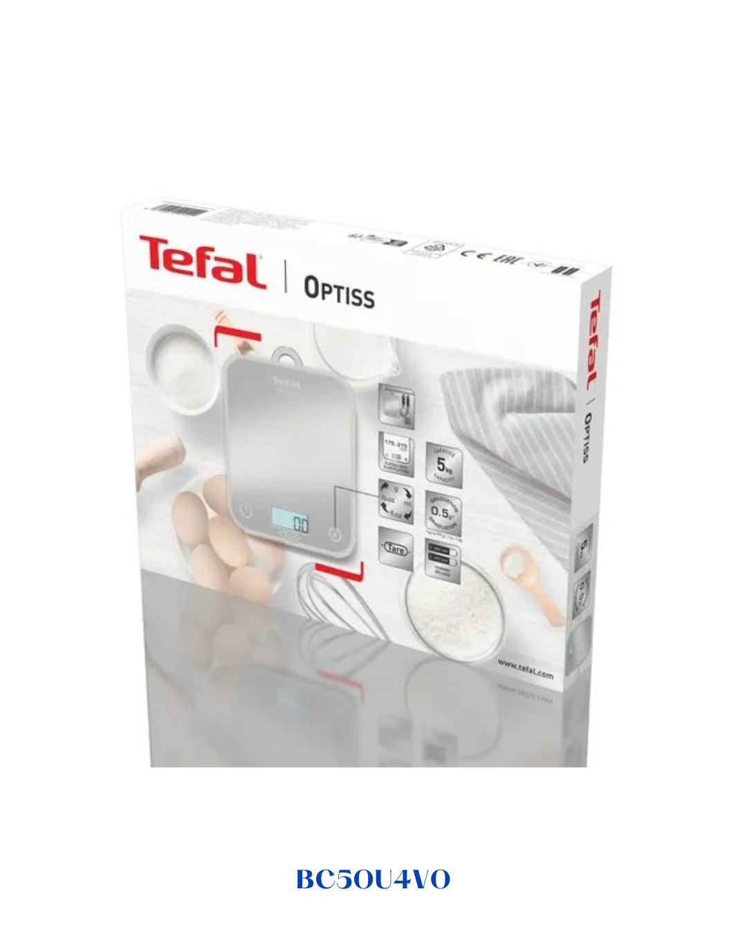 TEFAL KITCHEN SCALE 5KG WHITE OPTISS SILVER