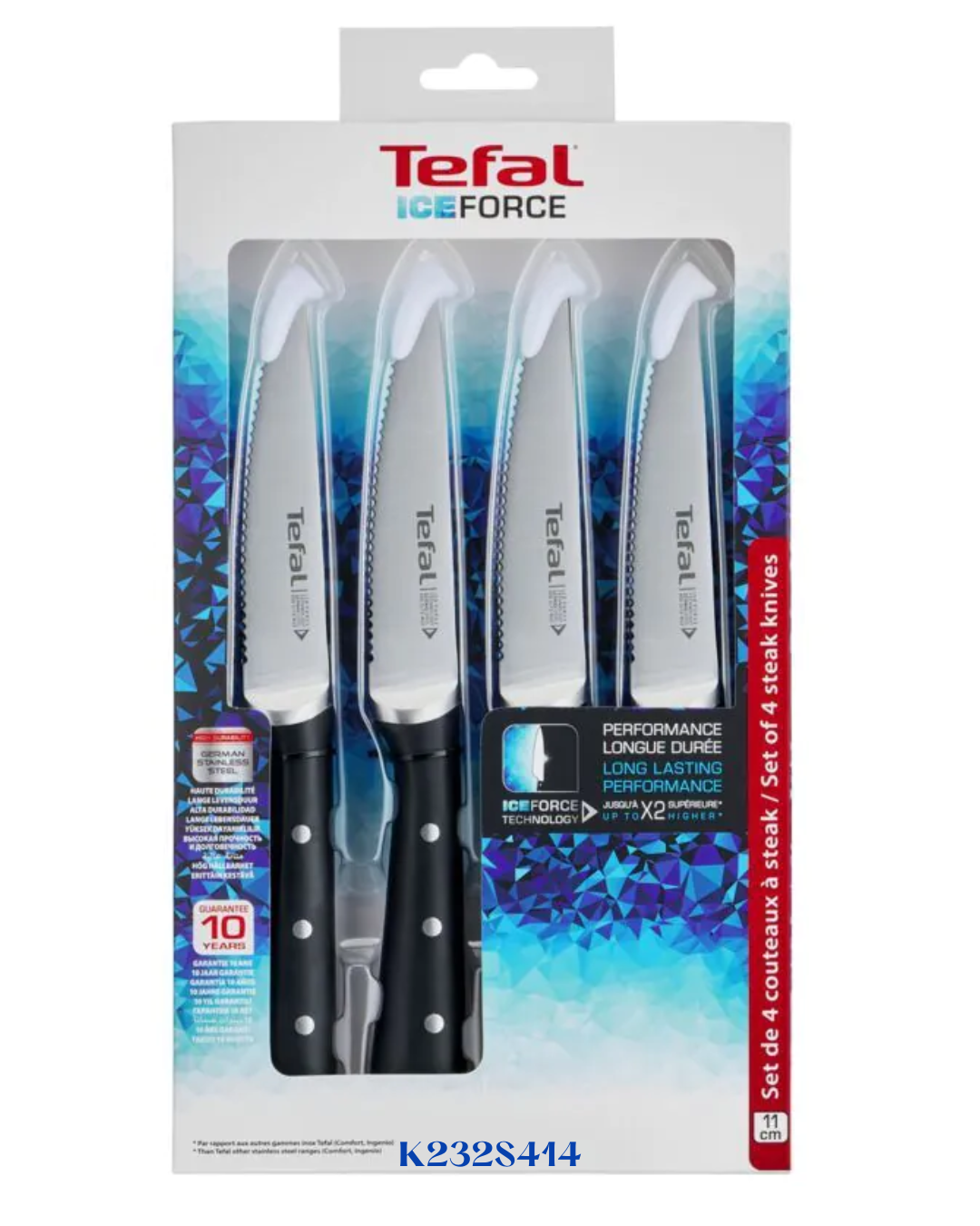 سكاكين شرائح اللحم TEFAL ICE FORCE، 4 قطع، 11 سم