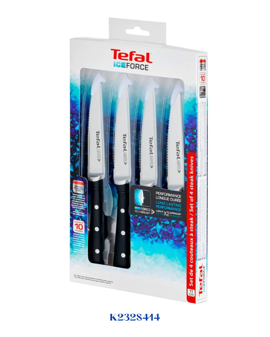 سكاكين شرائح اللحم TEFAL ICE FORCE، 4 قطع، 11 سم
