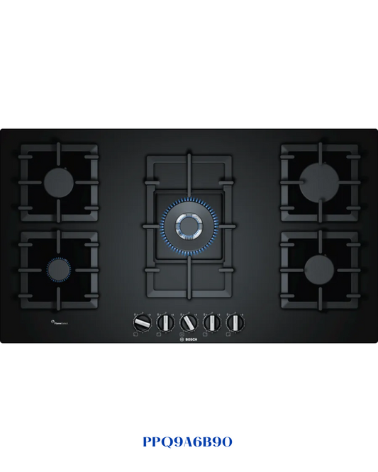 BOSCH BUILT-IN GAS HOB BLACK TEMPERED GLASS – 11,500W – 90CM